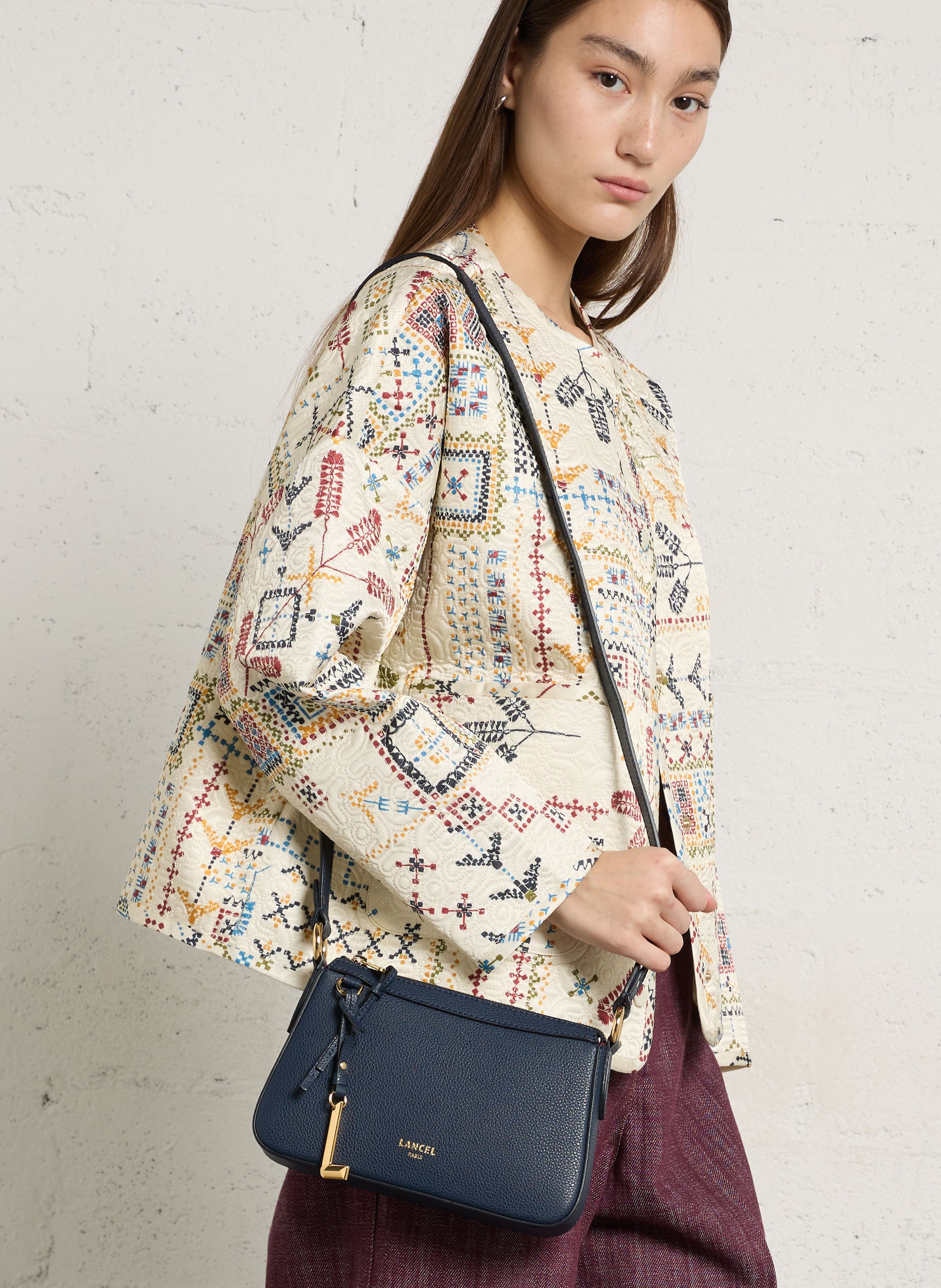 Leren clutch LANCEL Blauw