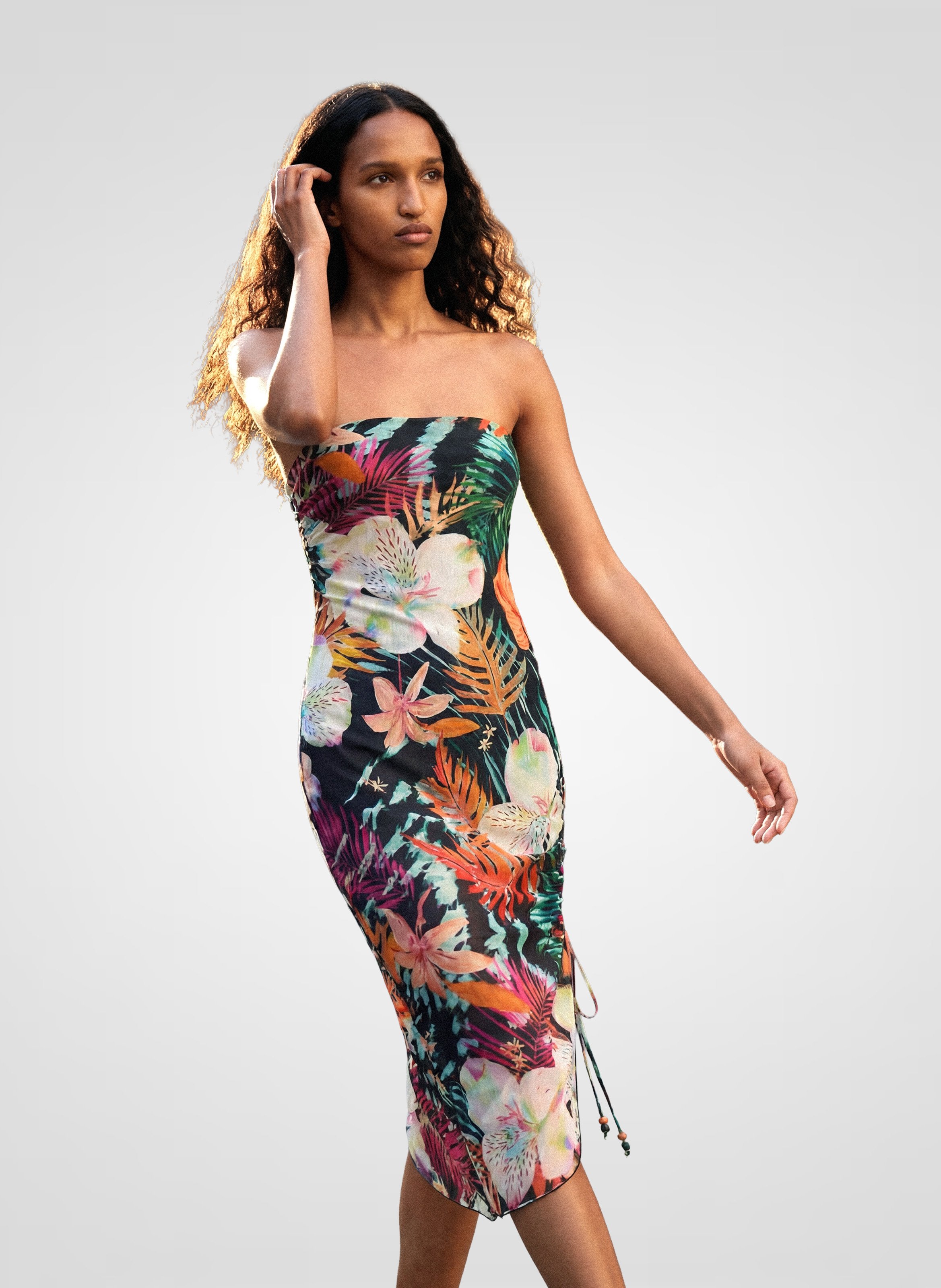 Robe bustier imprimée DESIGUAL Noir