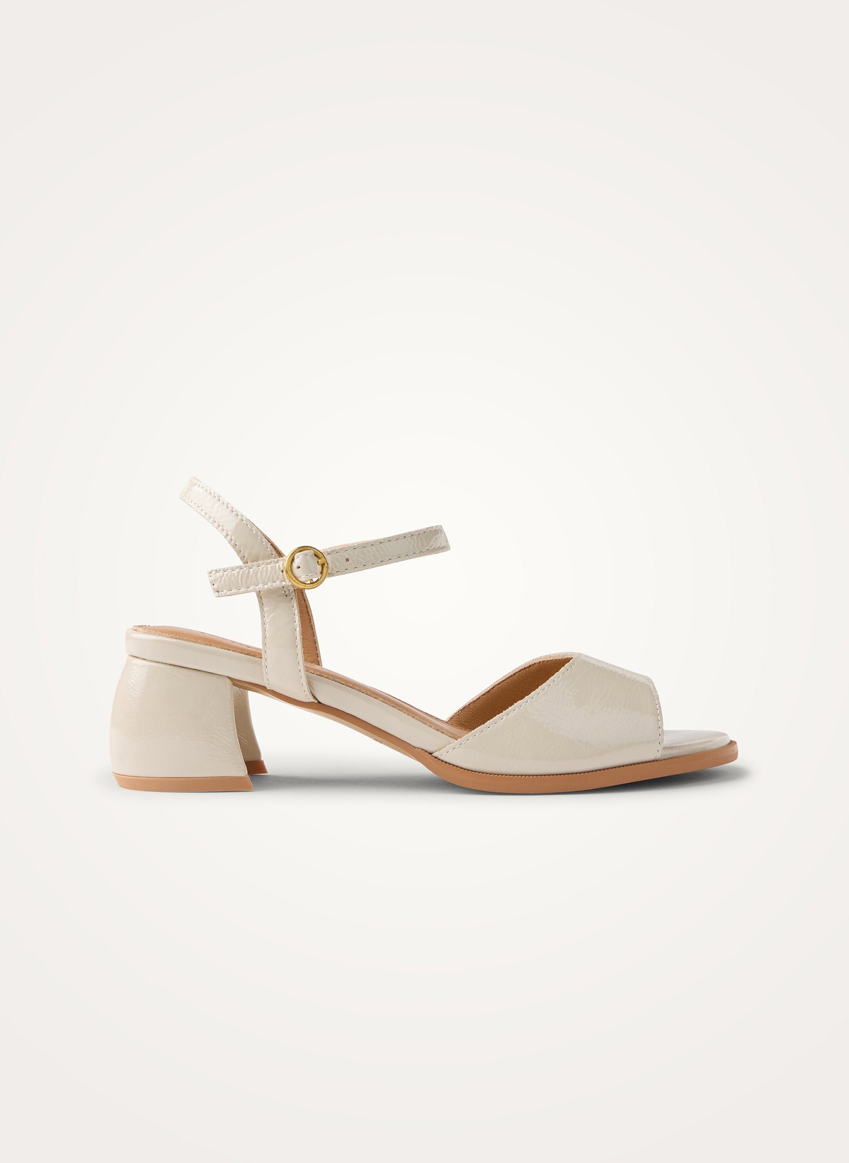 Sandals in aged effect patent leather with demi-lune heel VANESSA WU