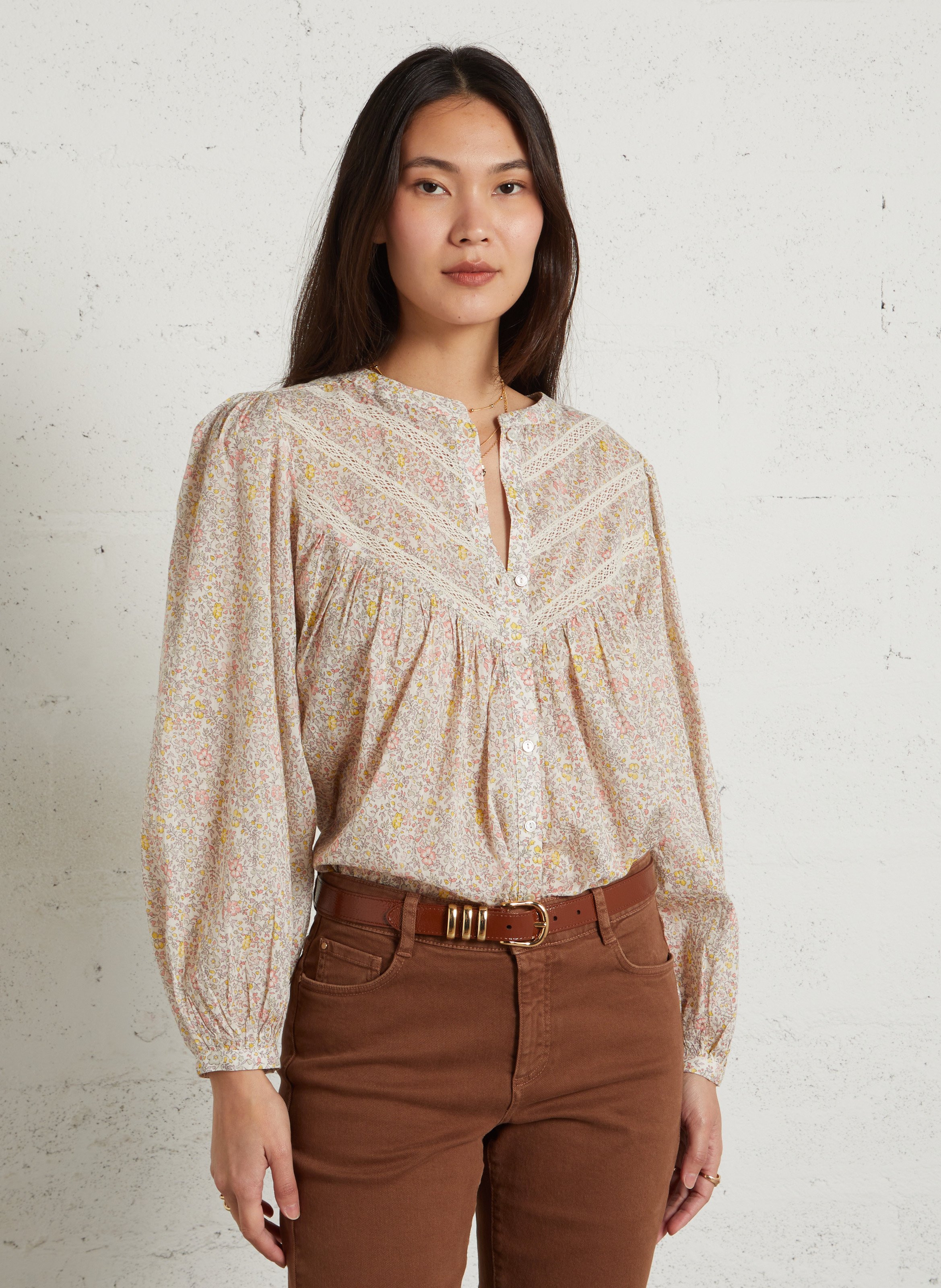 Floral button-up blouse MAISON 123 Beige