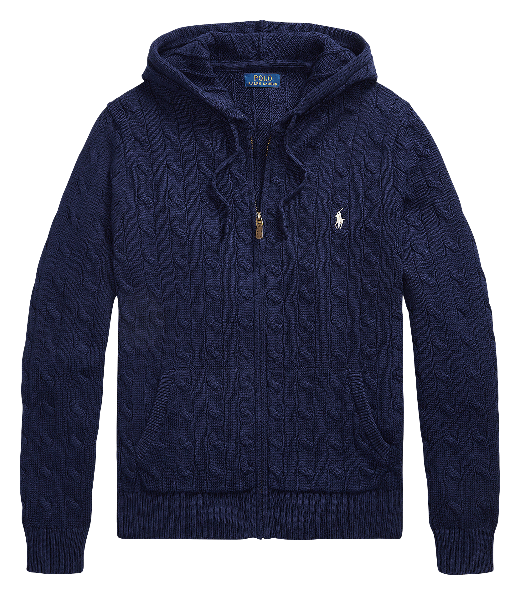 Gilet droit à capuche en coton POLO RALPH LAUREN Bleu