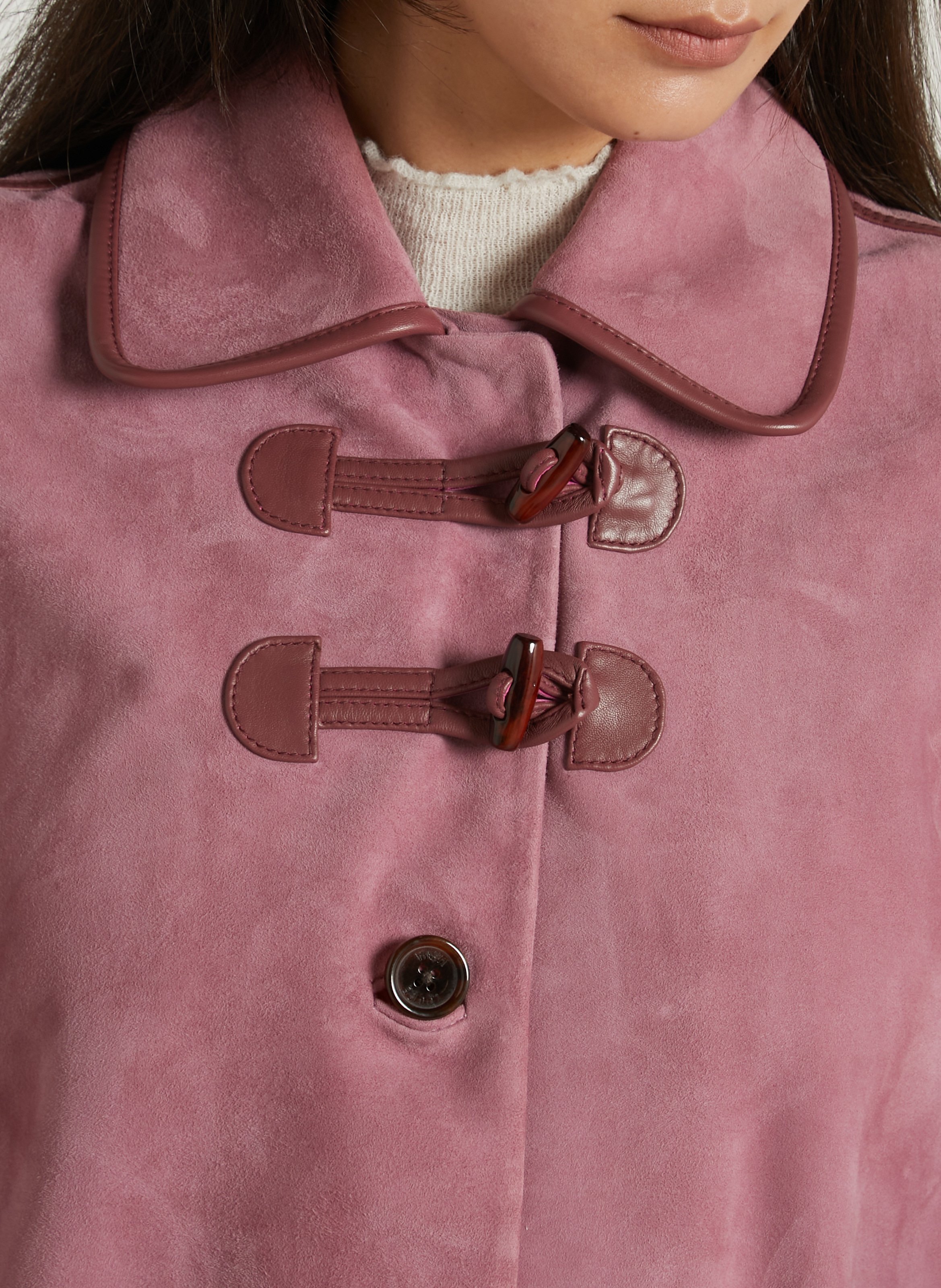 Classic coat with goat leather collar LOUISE MISHA Pink