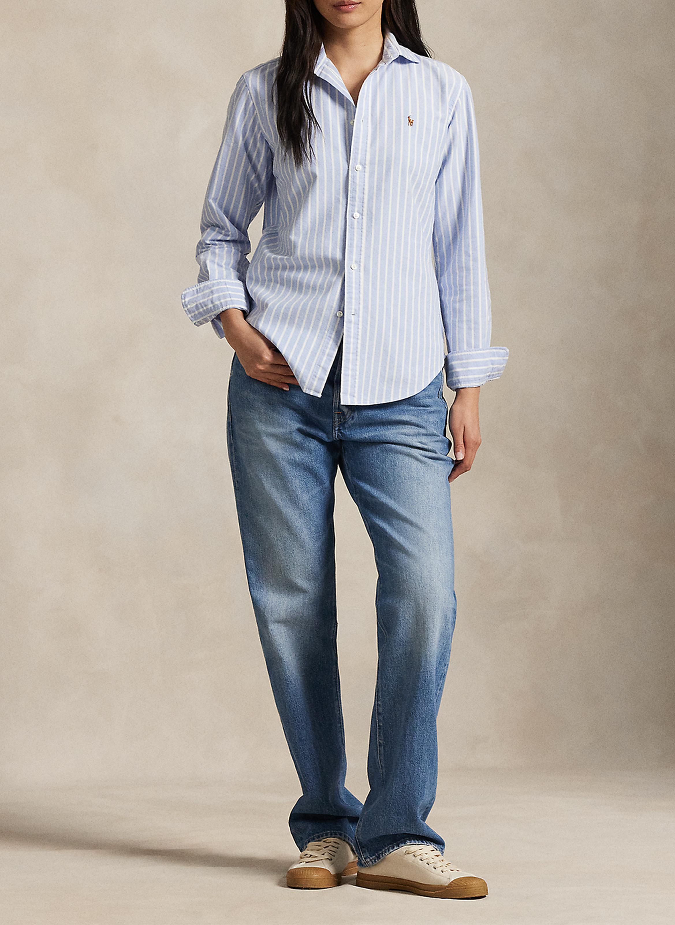 Striped cotton shirt with classic collar POLO RALPH LAUREN Blue