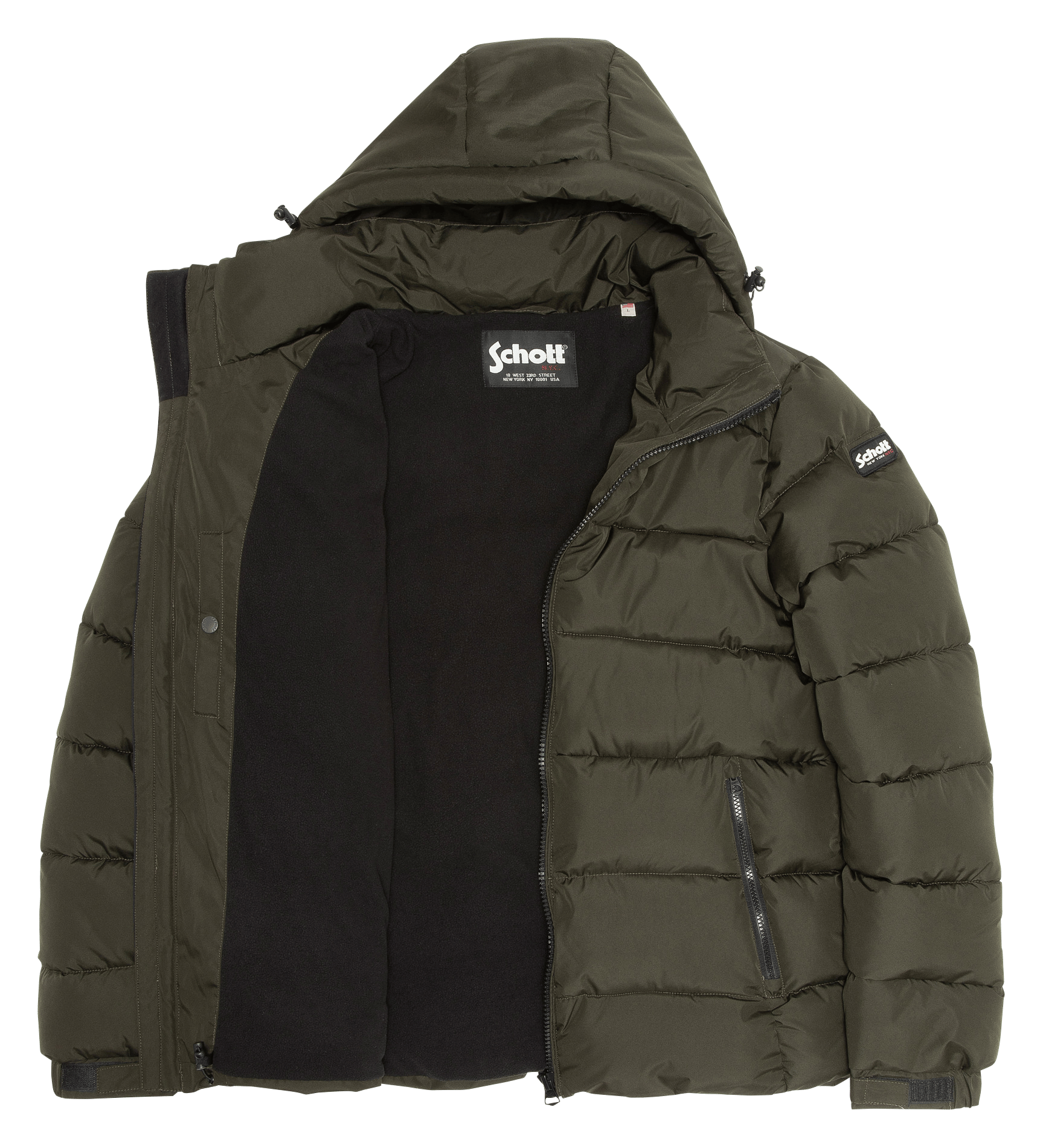 Straight padded jacket with hood | Khaki SCHOTT Men