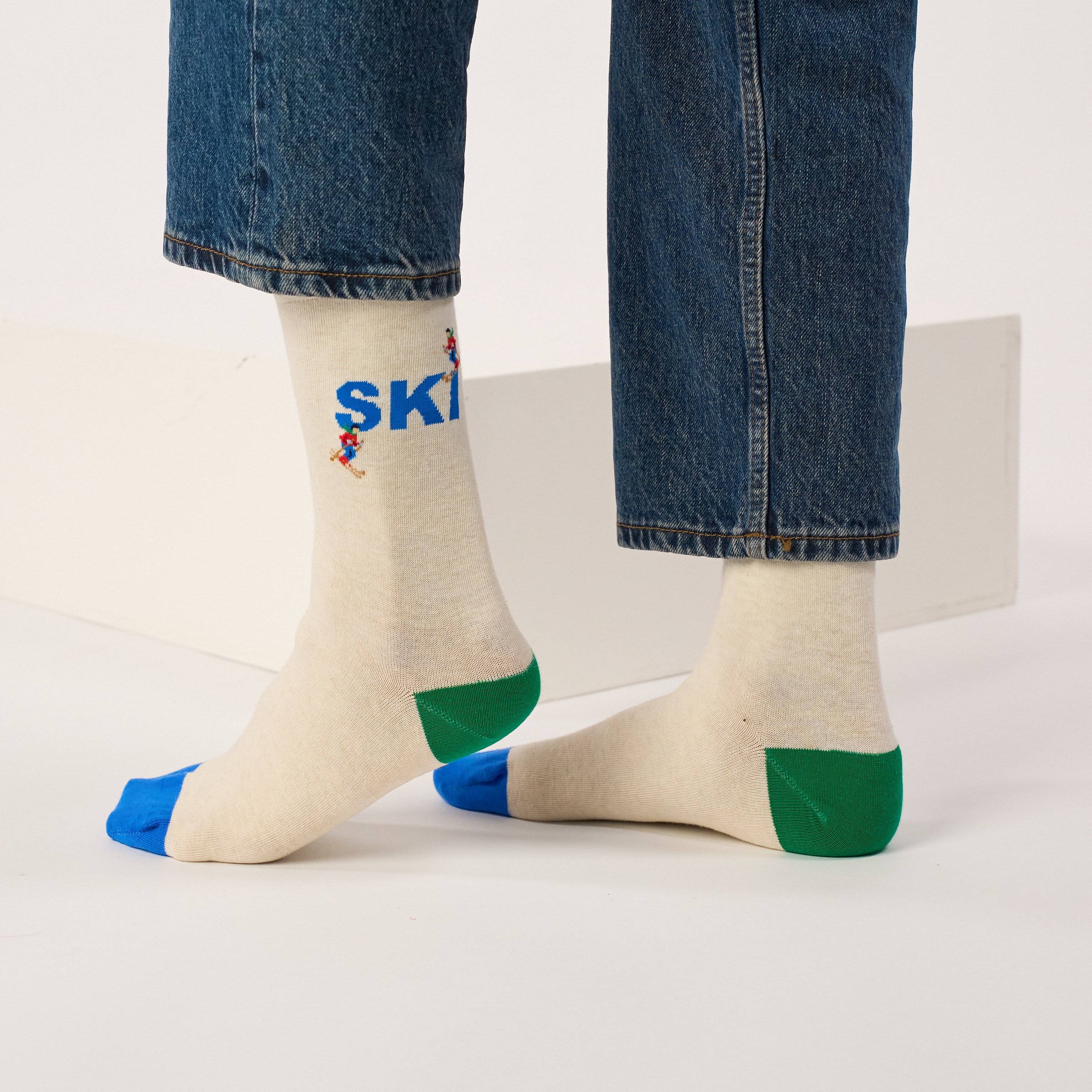Combed Cotton Socks with Patterns BILLYBELT Beige