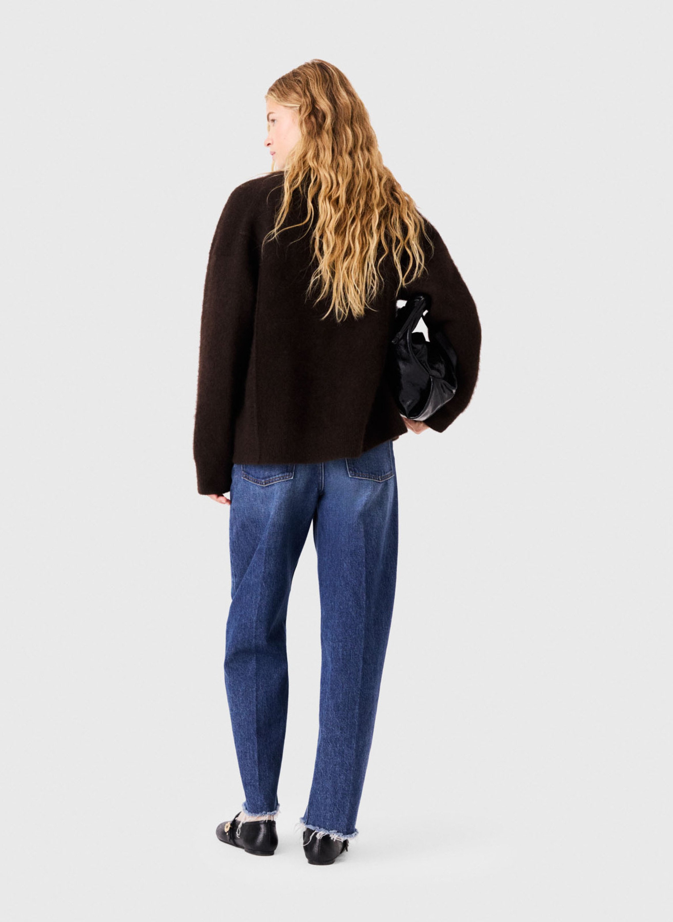 Straight-fit vest van wolmix MAJE Bruin