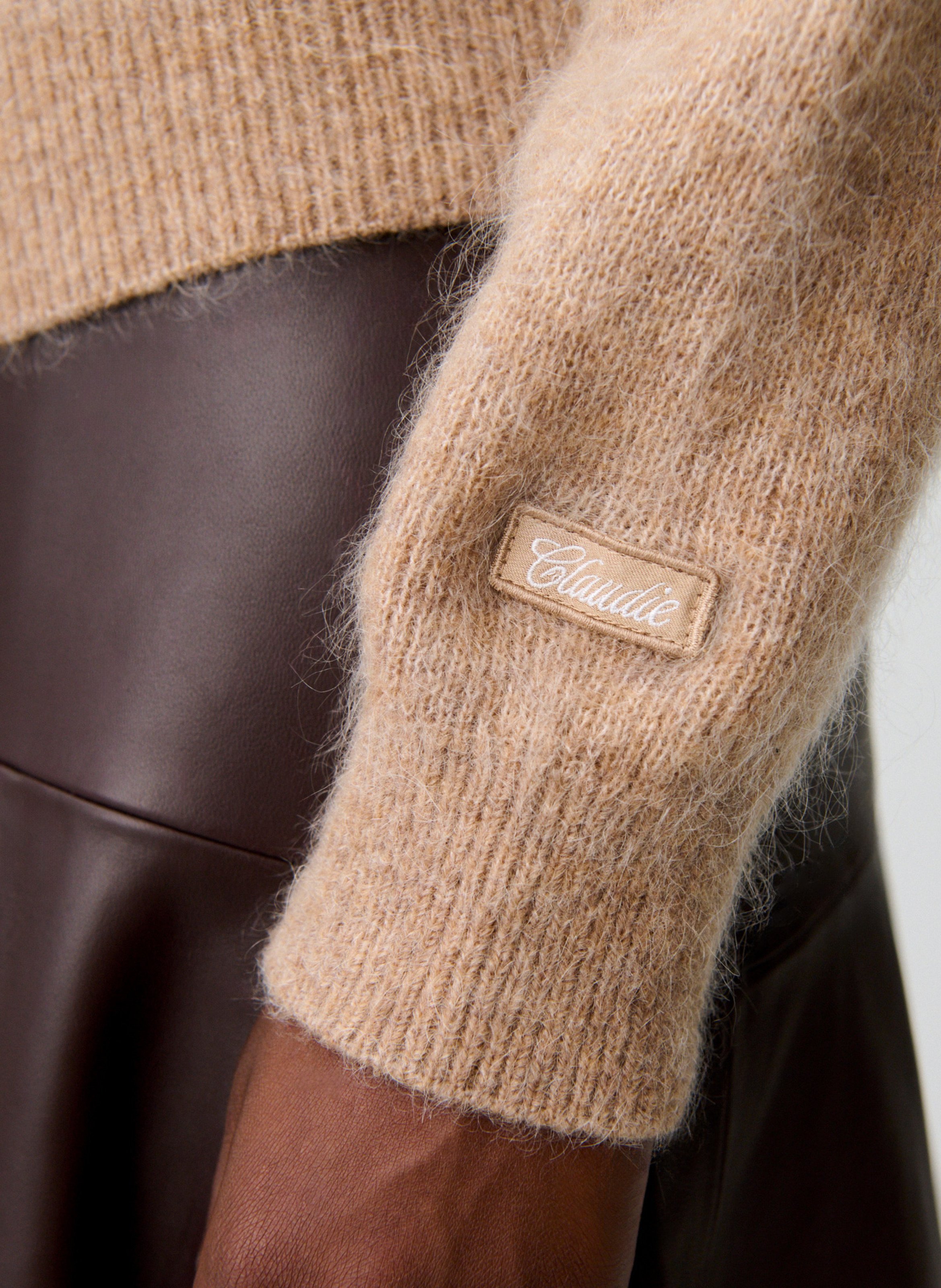 Zip-up cardigan in blended wool CLAUDIE PIERLOT Beige