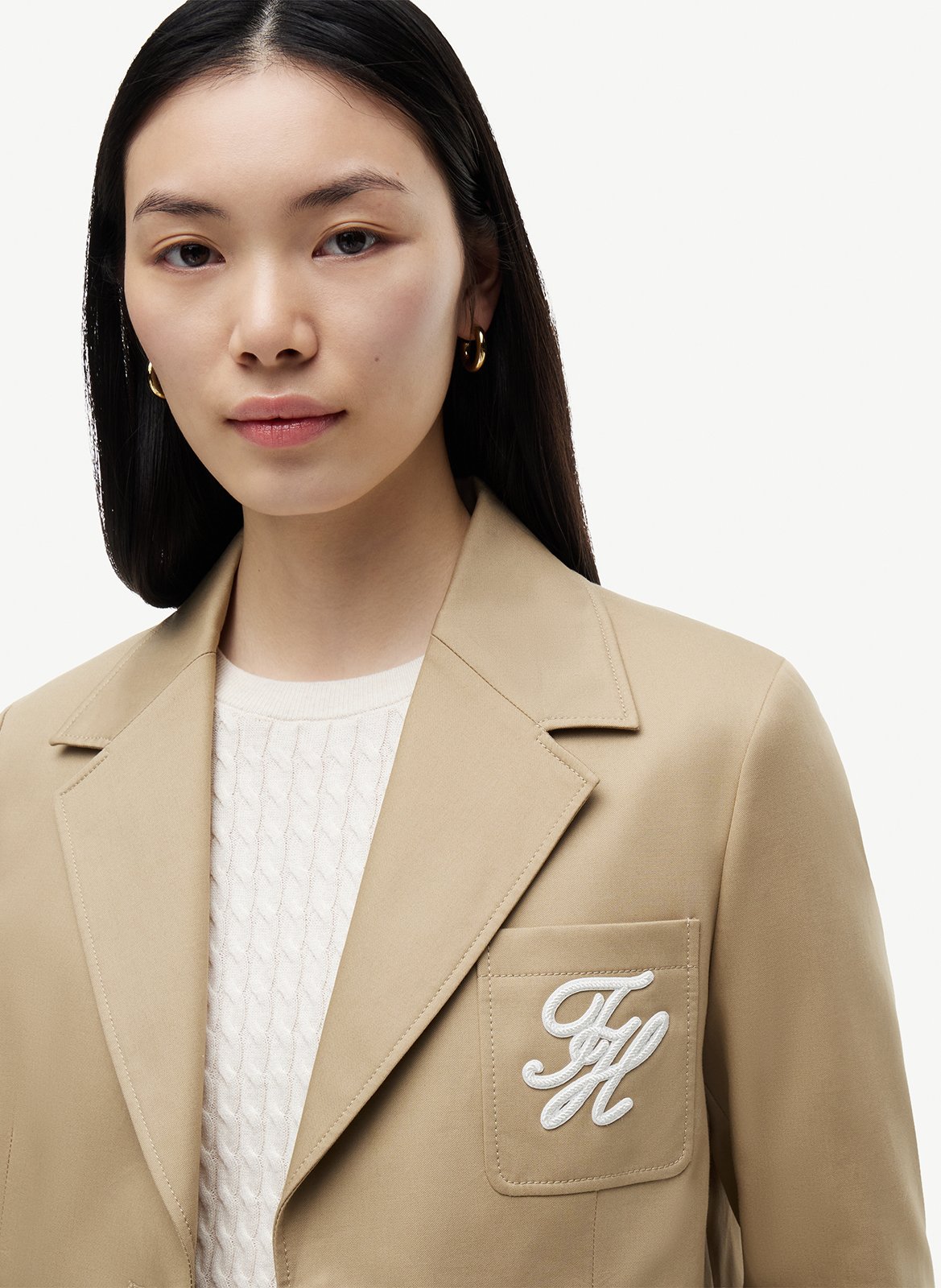 Straight cotton blazer TOMMY HILFIGER Beige