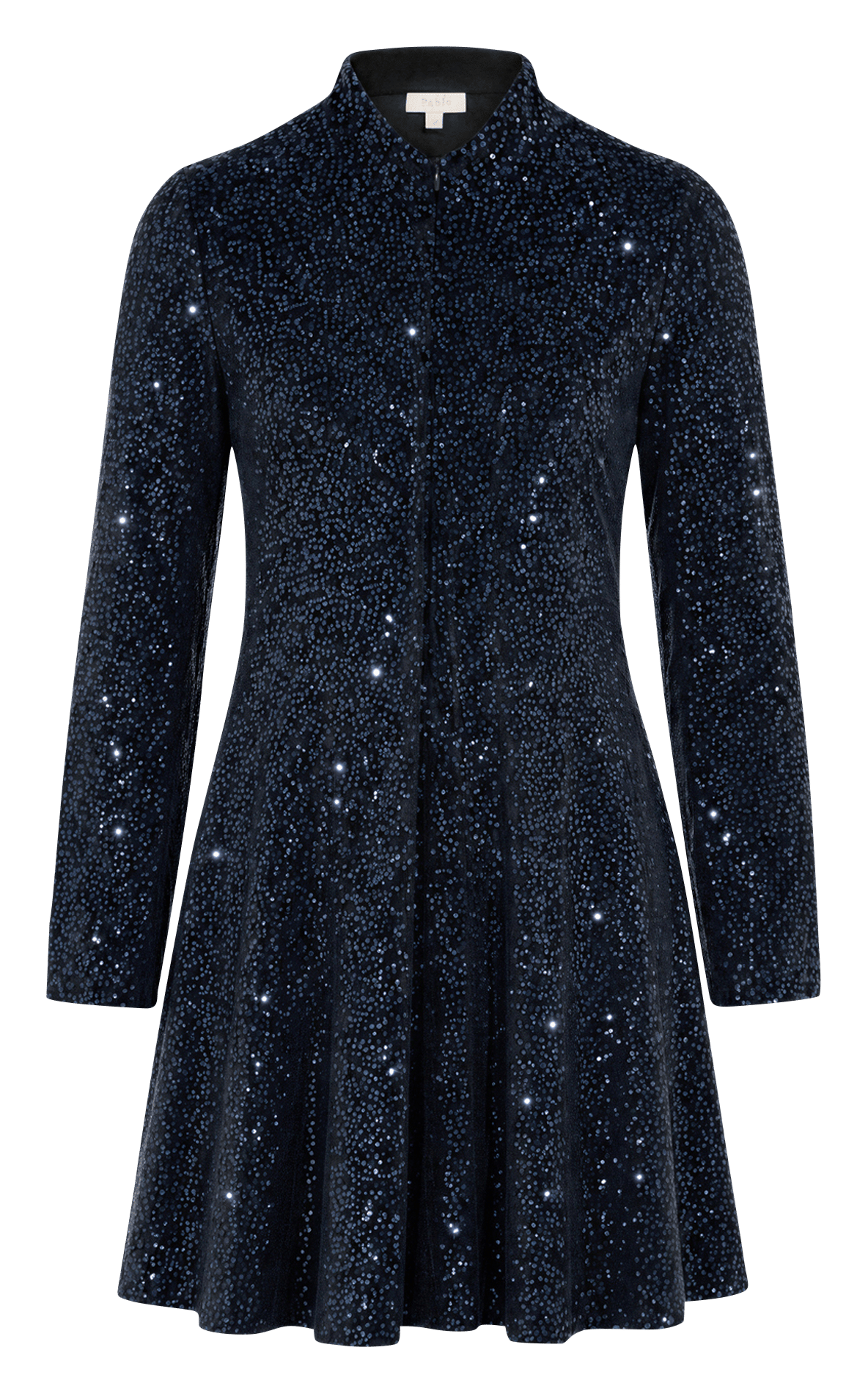 Robe courte cintrée col montant à sequins PABLO Noir