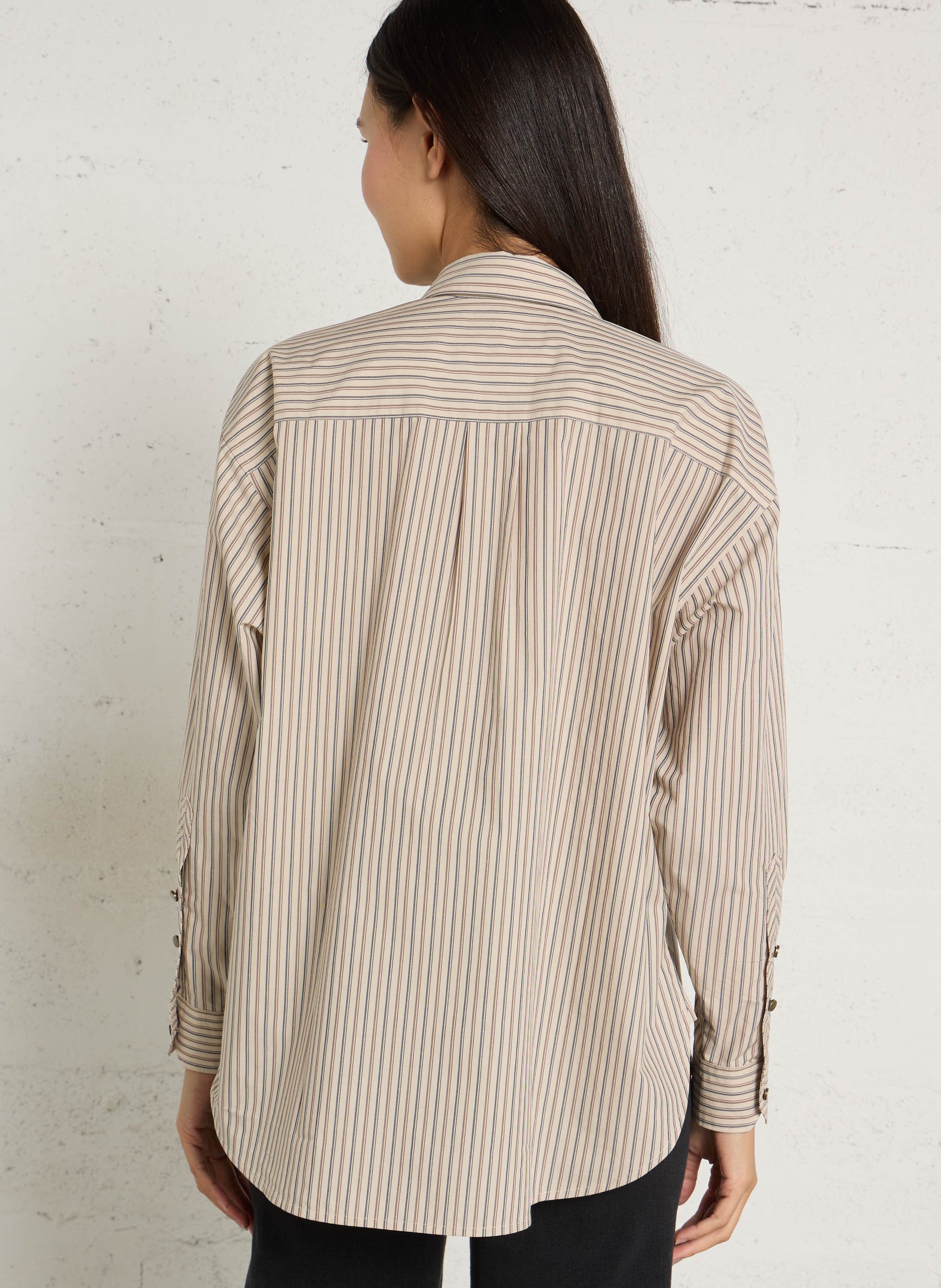 Gestreepte, katoenen blouse LEON & HARPER Beige