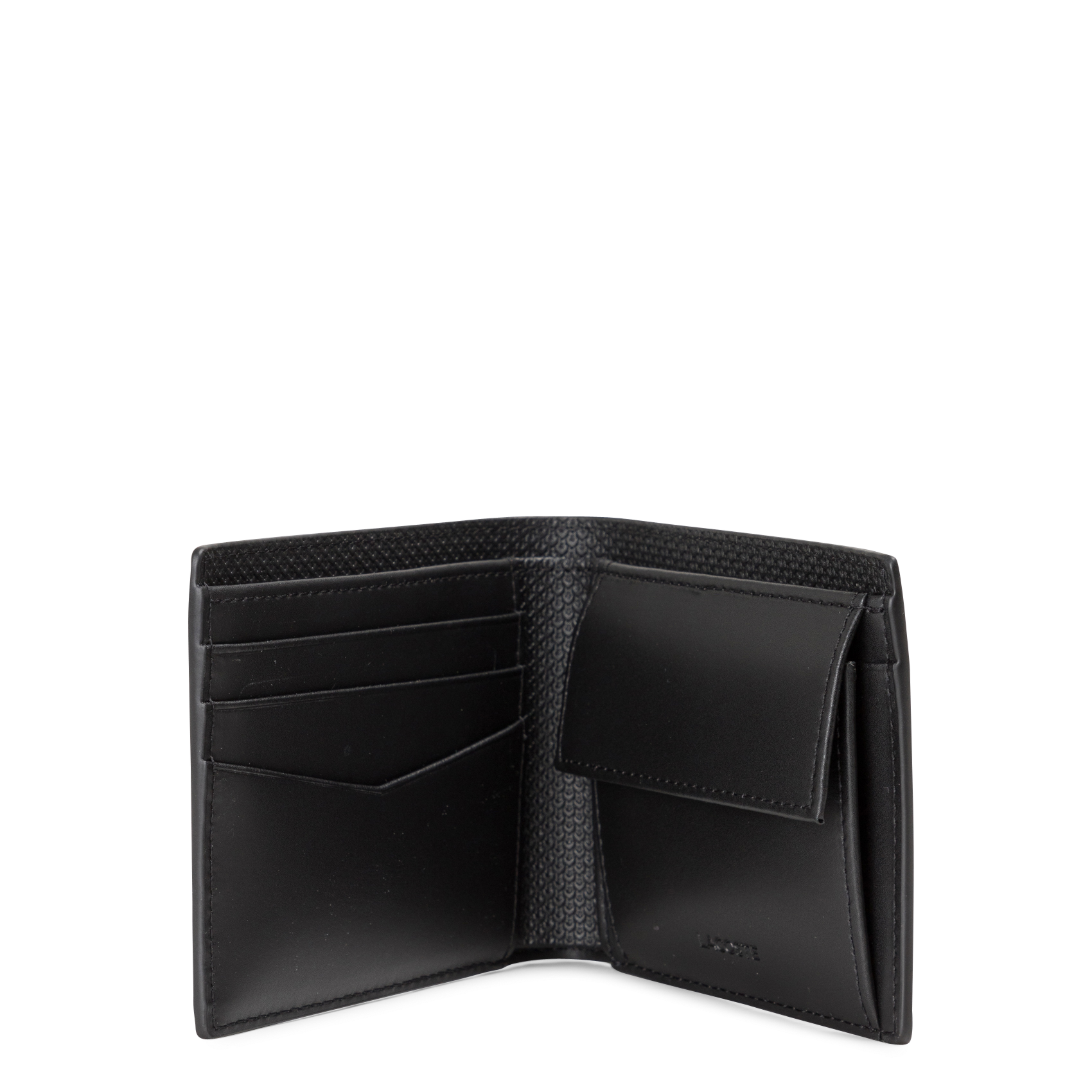 Lacoste Chantaco Pique Leather 8 Card Holder And Wallet Black| Dressinn