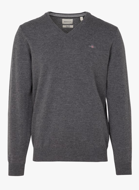 Wollen trui met v-Hals Charcoal melange Gant Heren Place des