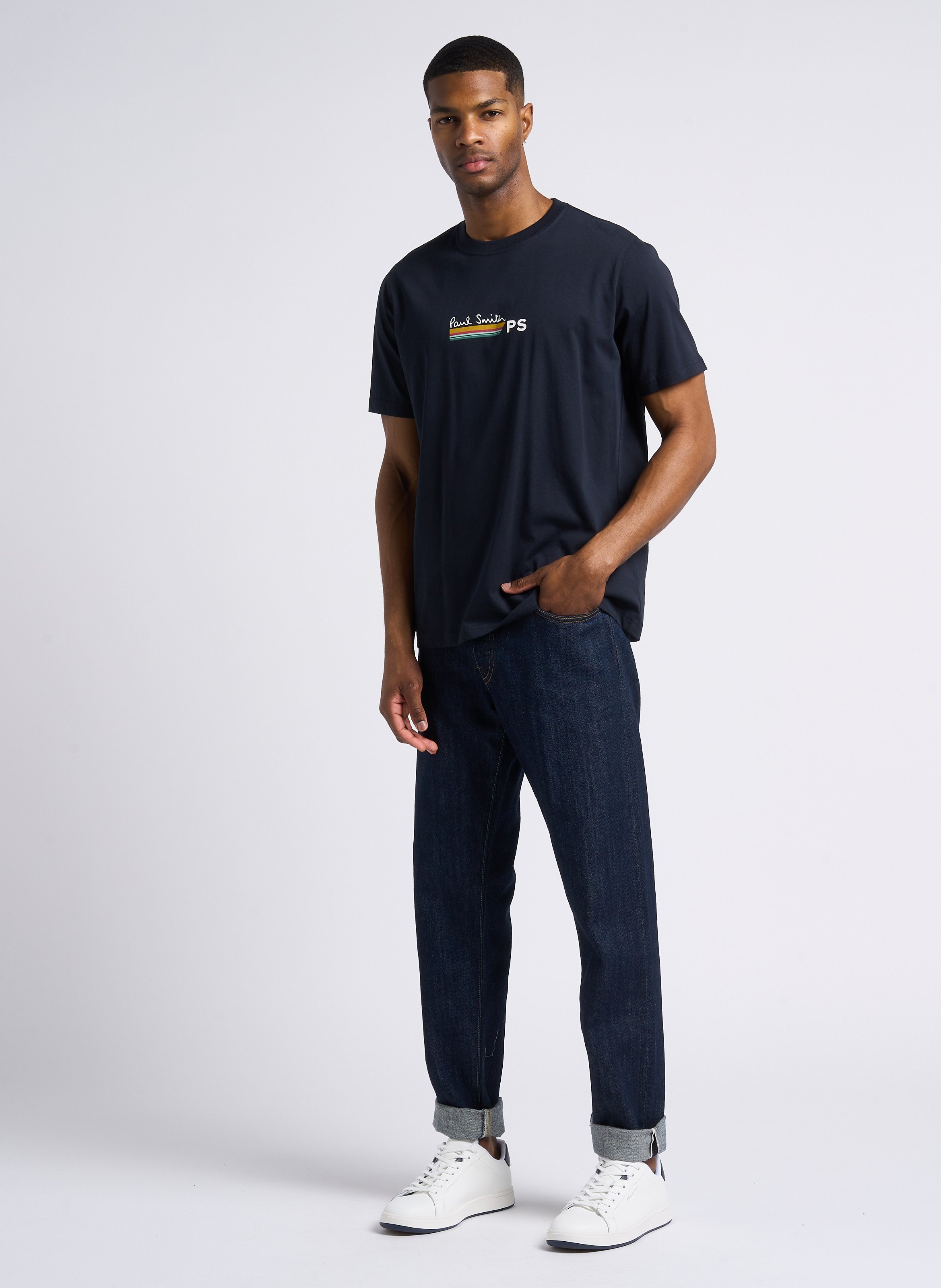 Round-neck organic cotton T-shirt with logo PAUL SMITH Blue