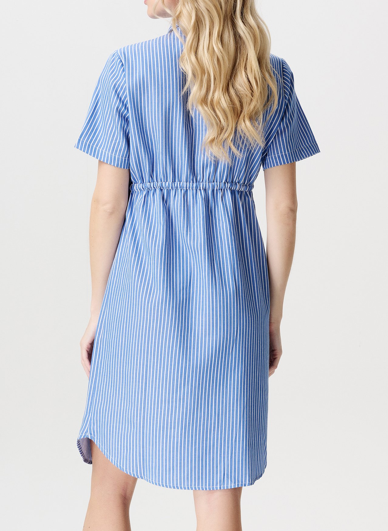 Robe courte de maternité col classique en coton bio NOPPIES Bleu