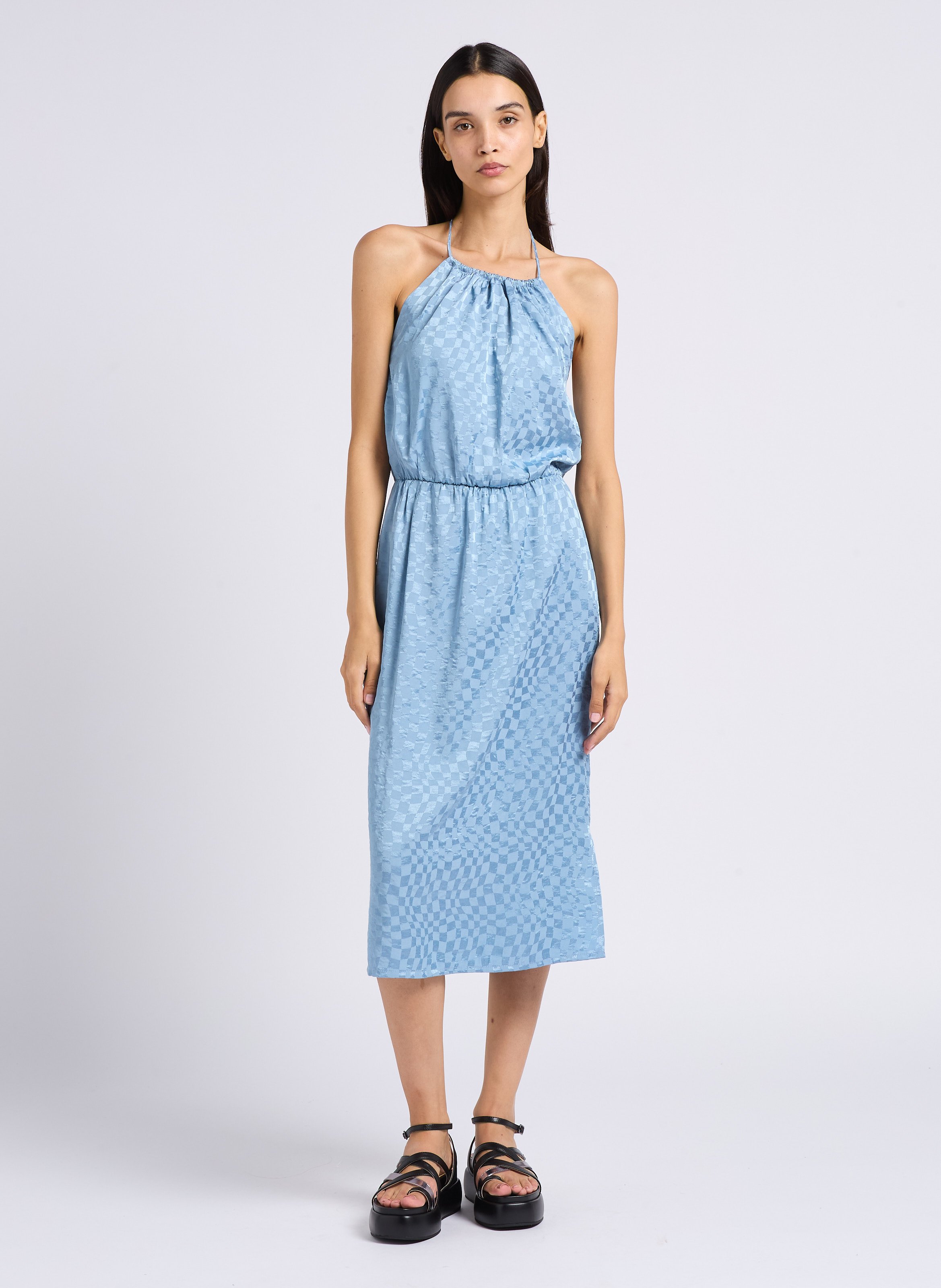 Robe midi droite satinée RITA ROW Bleu