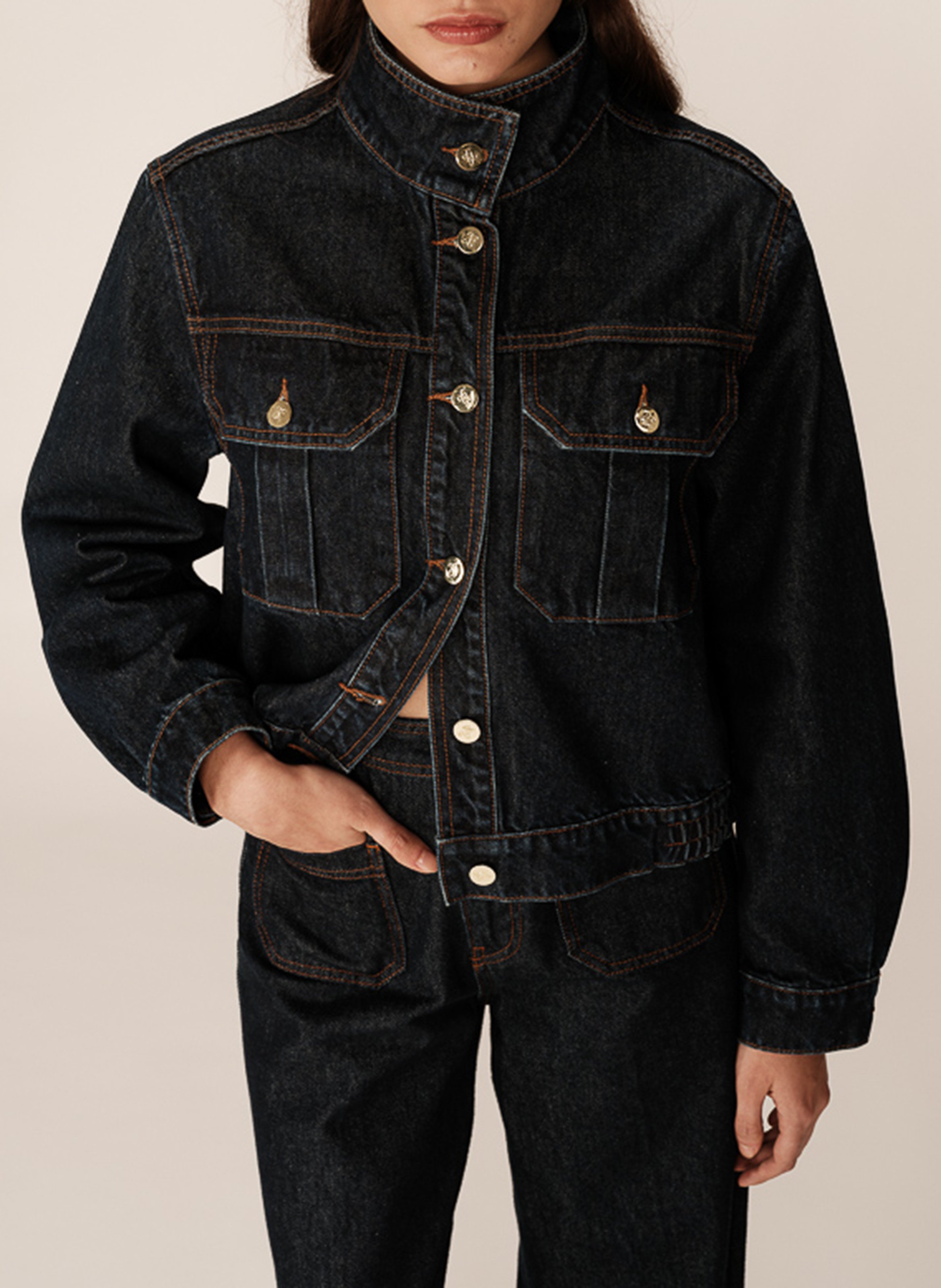 Straight cotton jacket GRACE ET MILA Blue