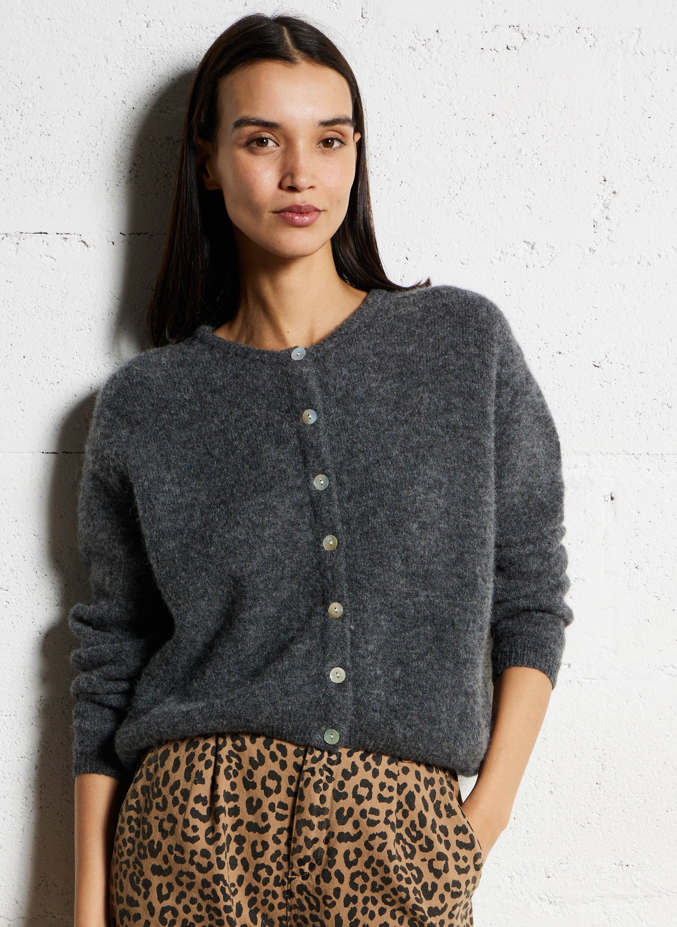 Weit geschnittene Strickjacke aus Wollmix AMERICAN VINTAGE