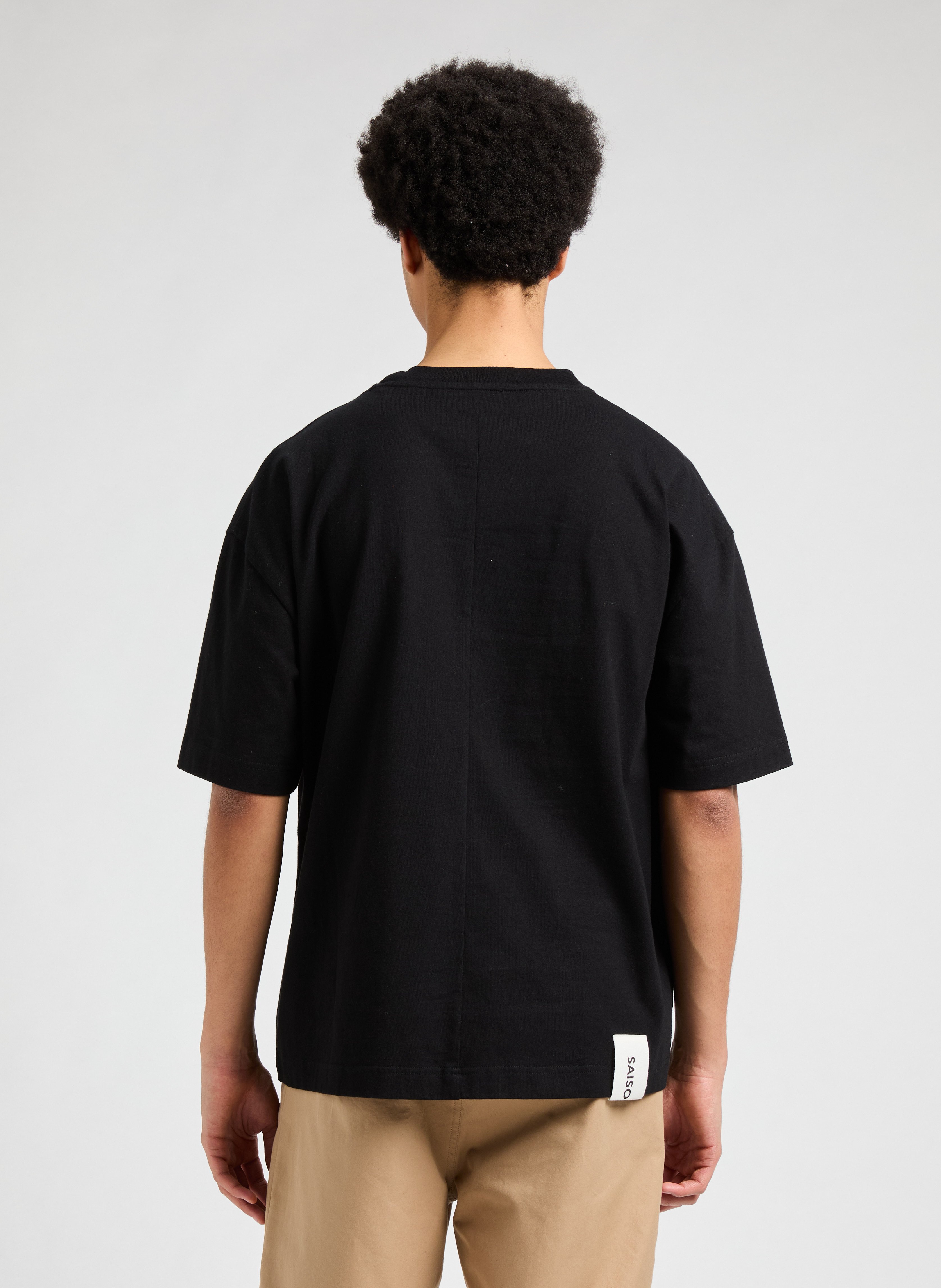 Round neck organic cotton T-shirt SAISON 1865 Black