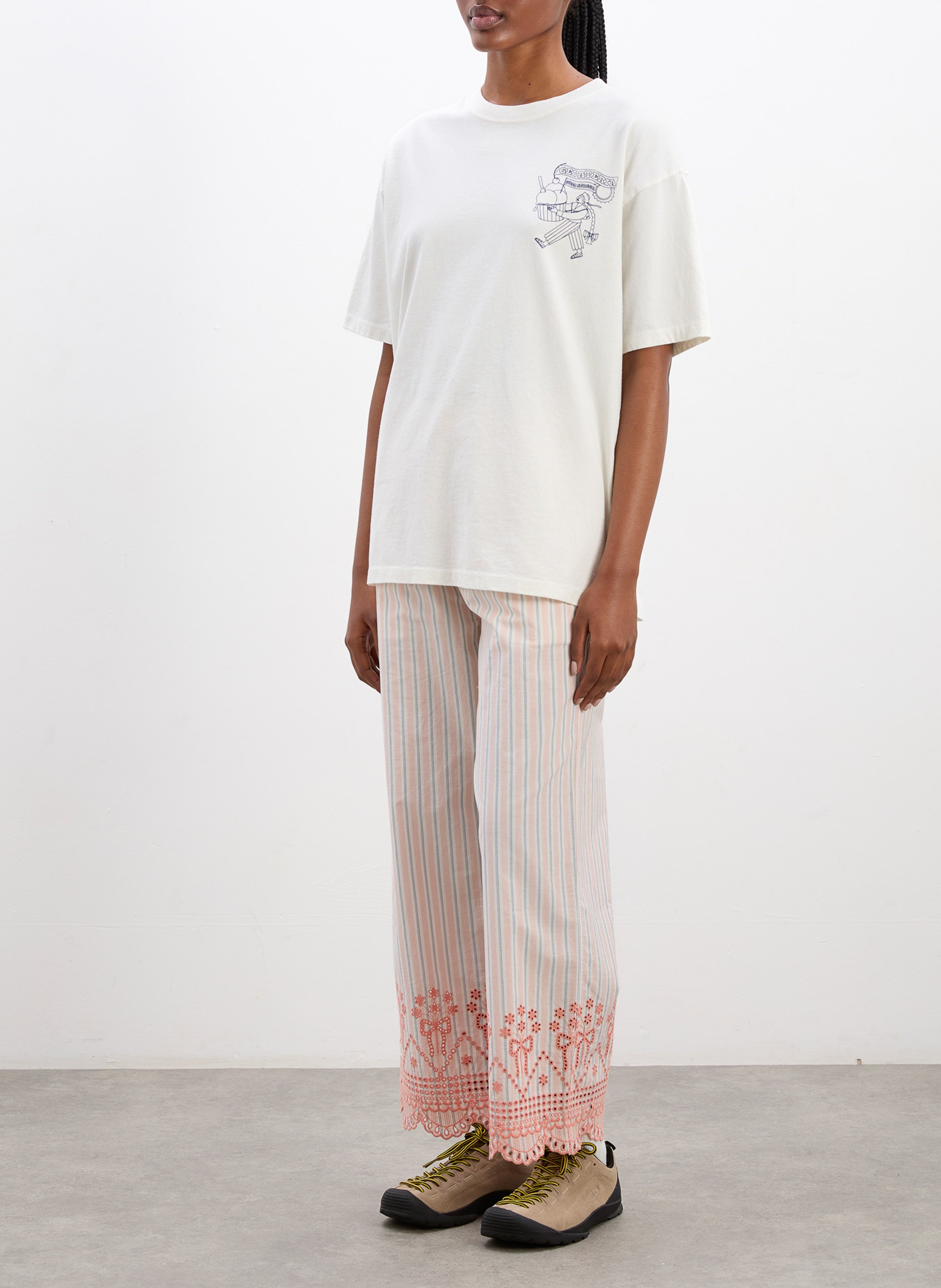 Straight striped pants with embroideries DAMSON MADDER Orange