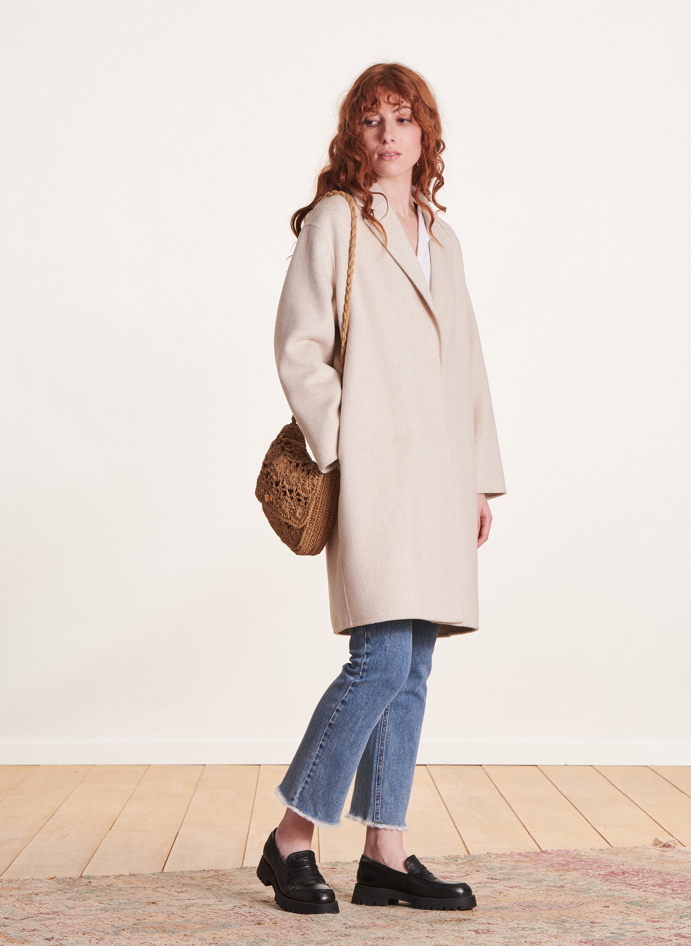 Wool-blend coat with tailored collar LA FEE MARABOUTEE White