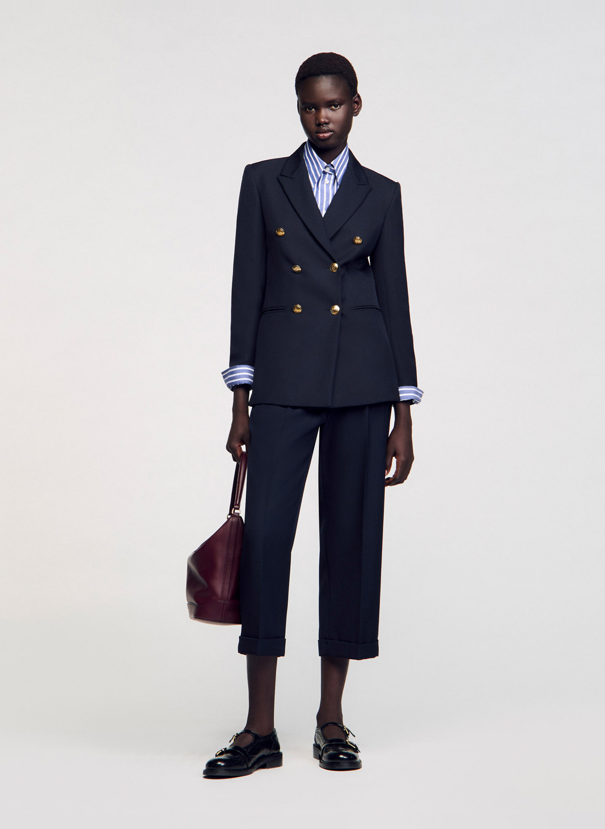 Veste col tailleur boutonnée SANDRO Bleu