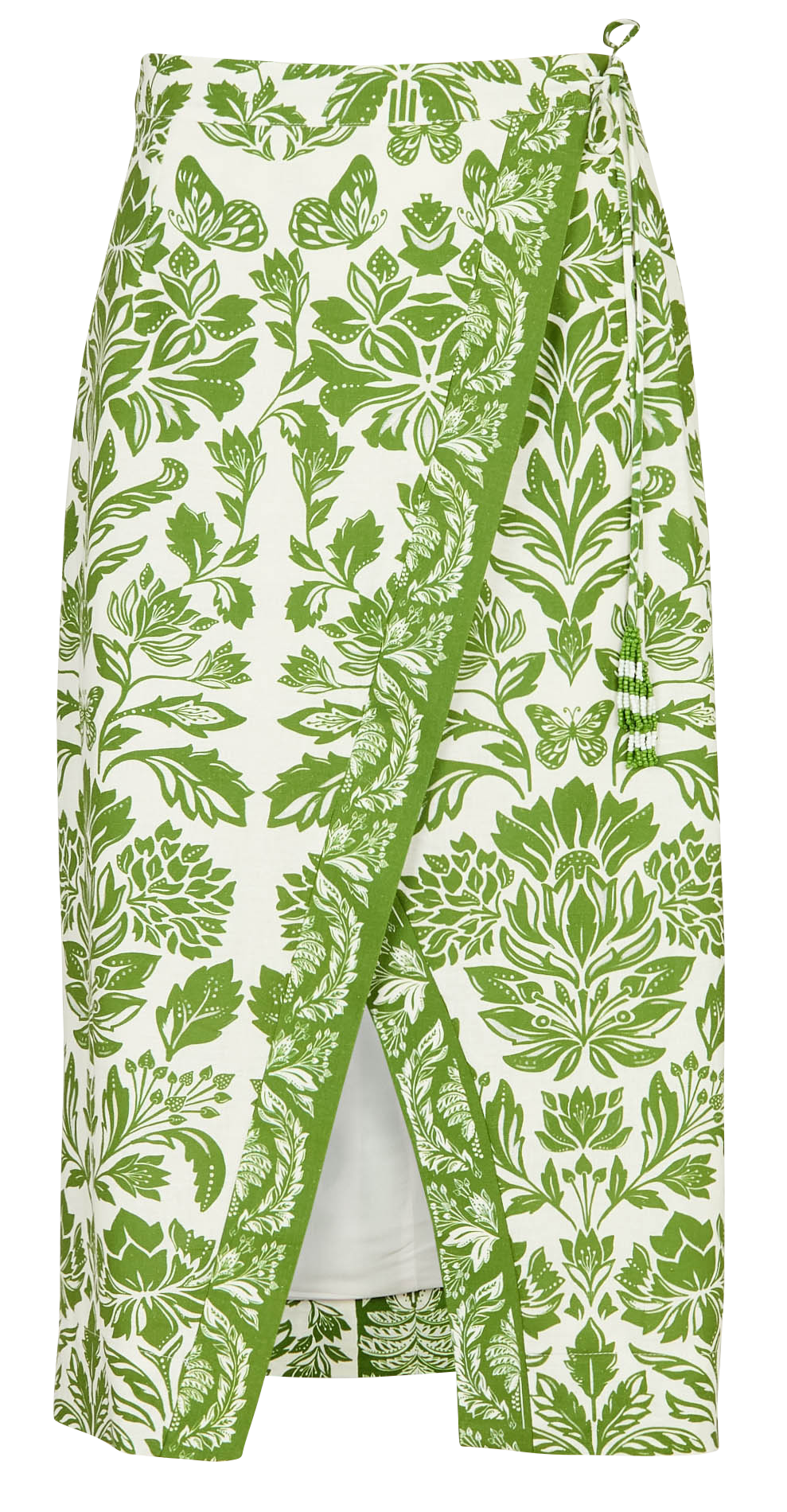Jupe midi en lin mélangé imprimé FARM RIO Vert