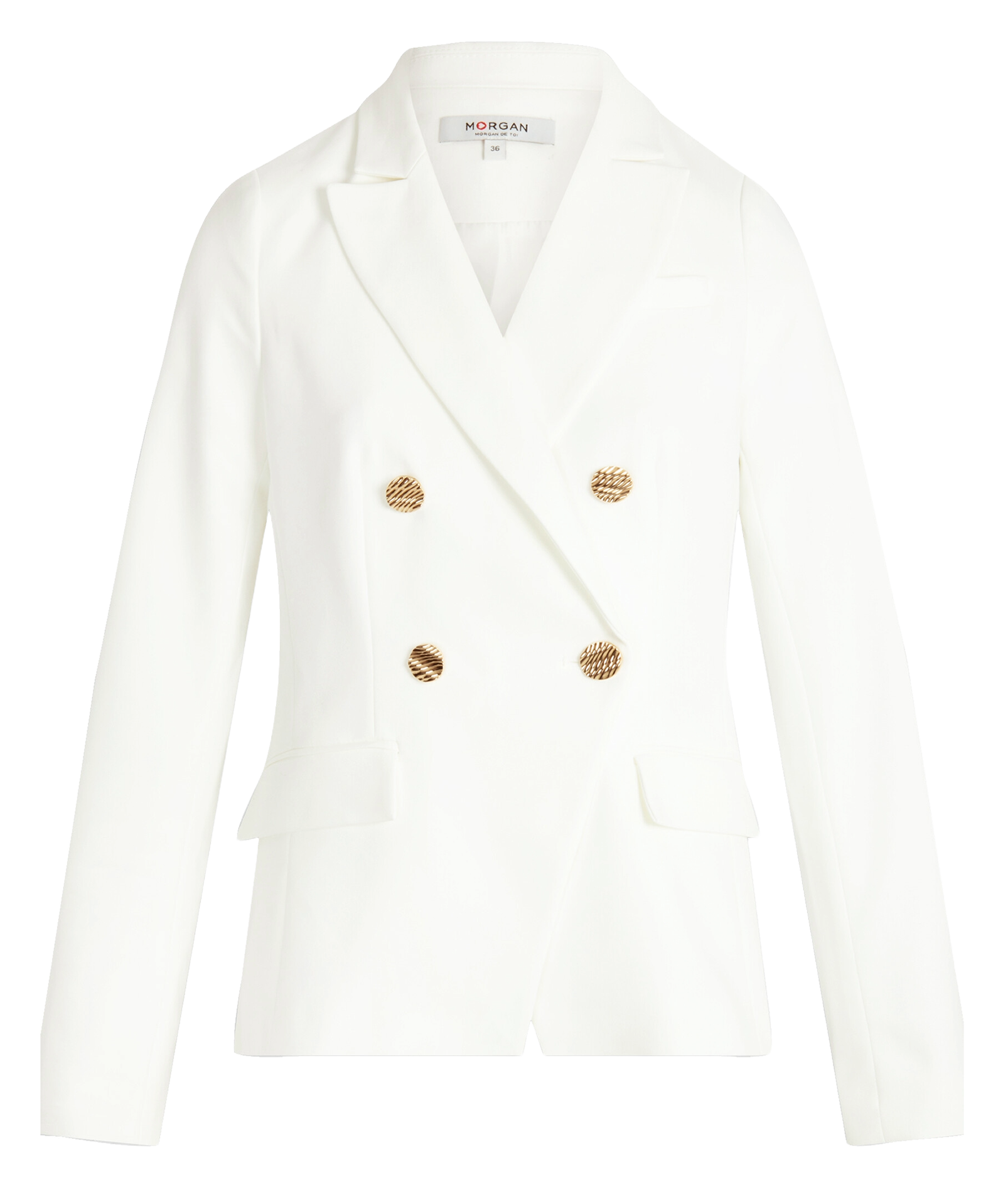 Fitted double-breasted blazer MORGAN White