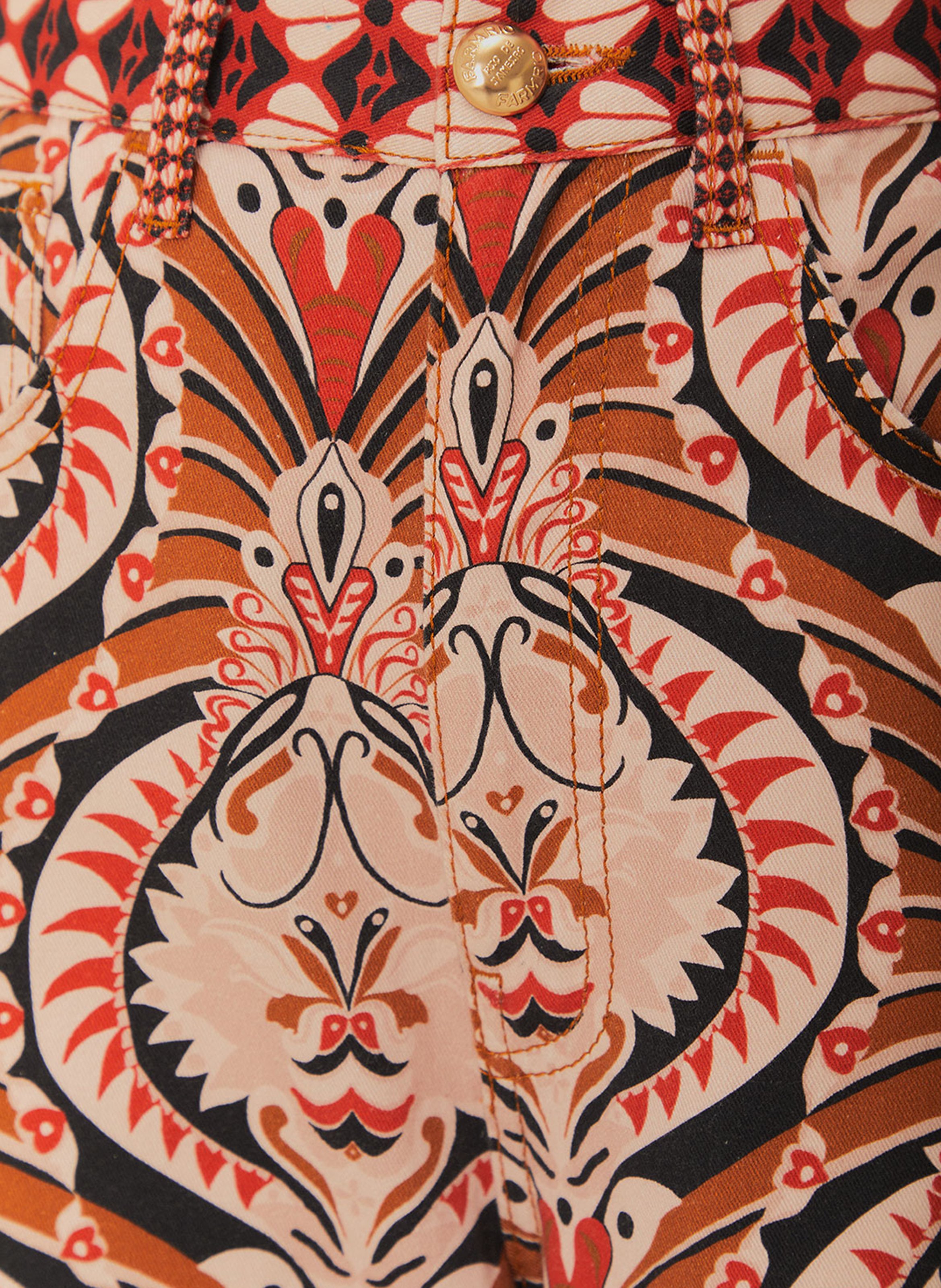 High-waisted wide-leg jeans with patterns FARM RIO Multicolored