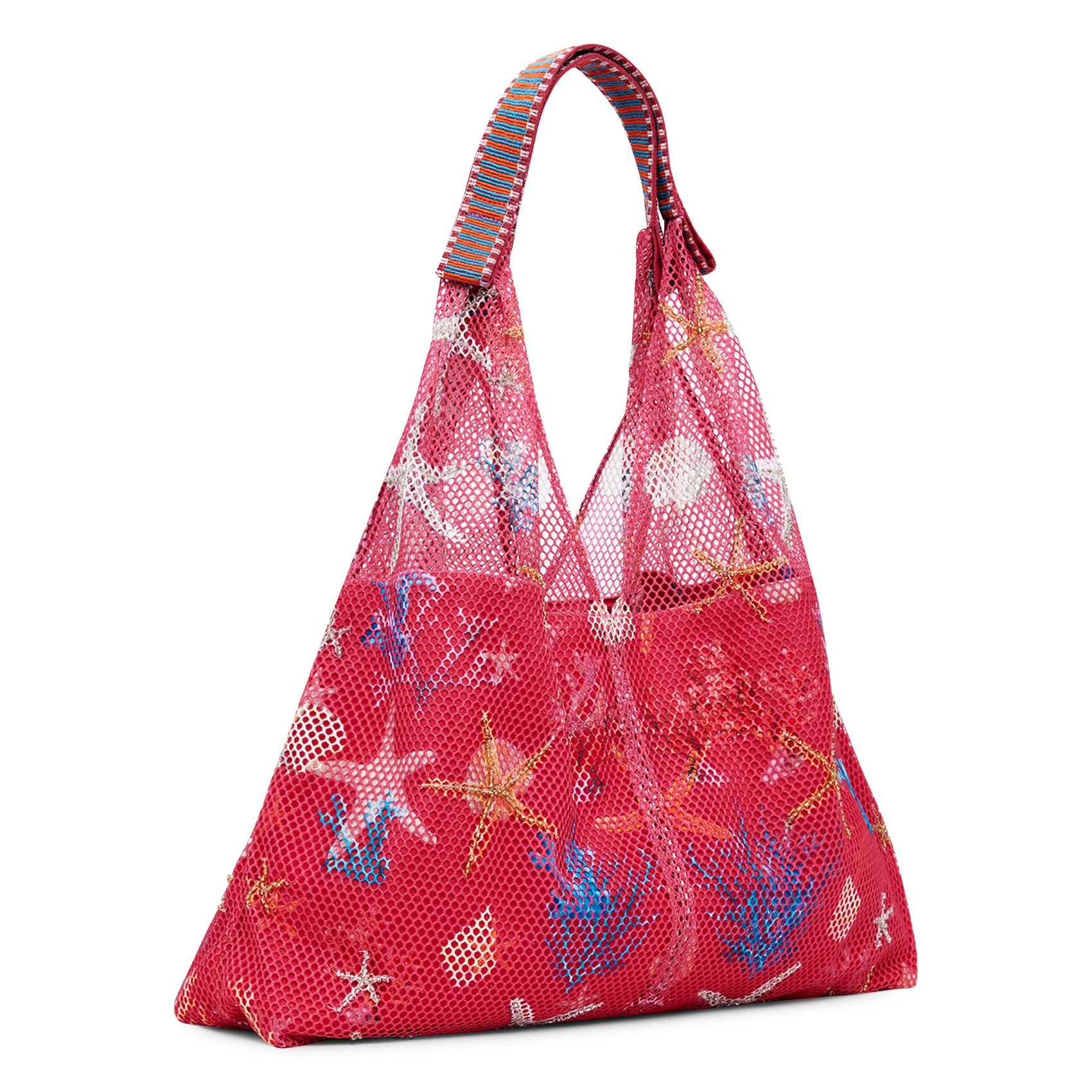 Cabas porté épaulé ajouré à motifs DESIGUAL Rouge