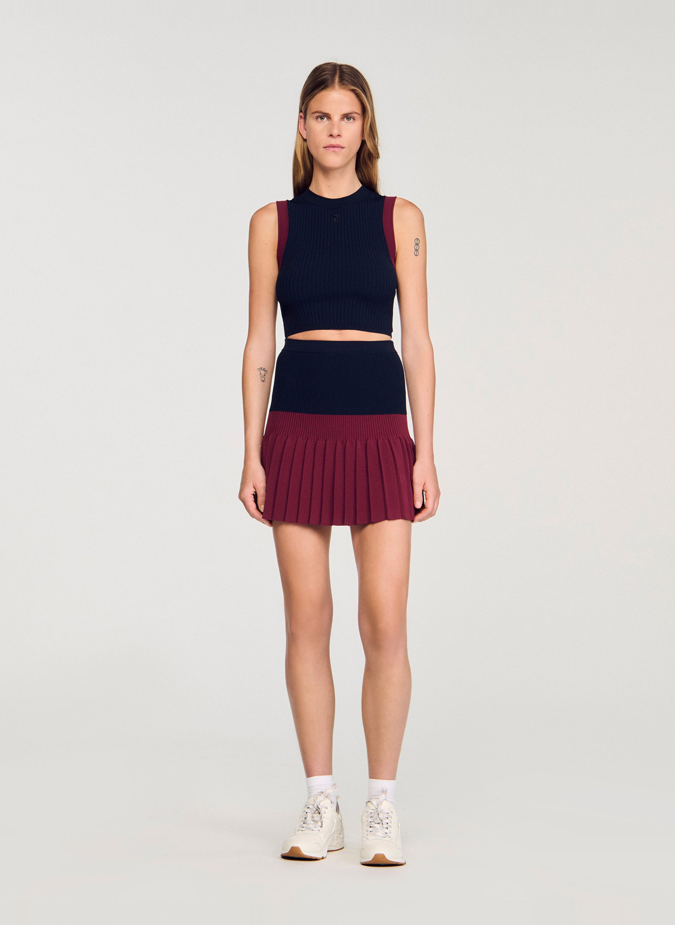 Korte aansluitende geribbelde trui SANDRO Blauw