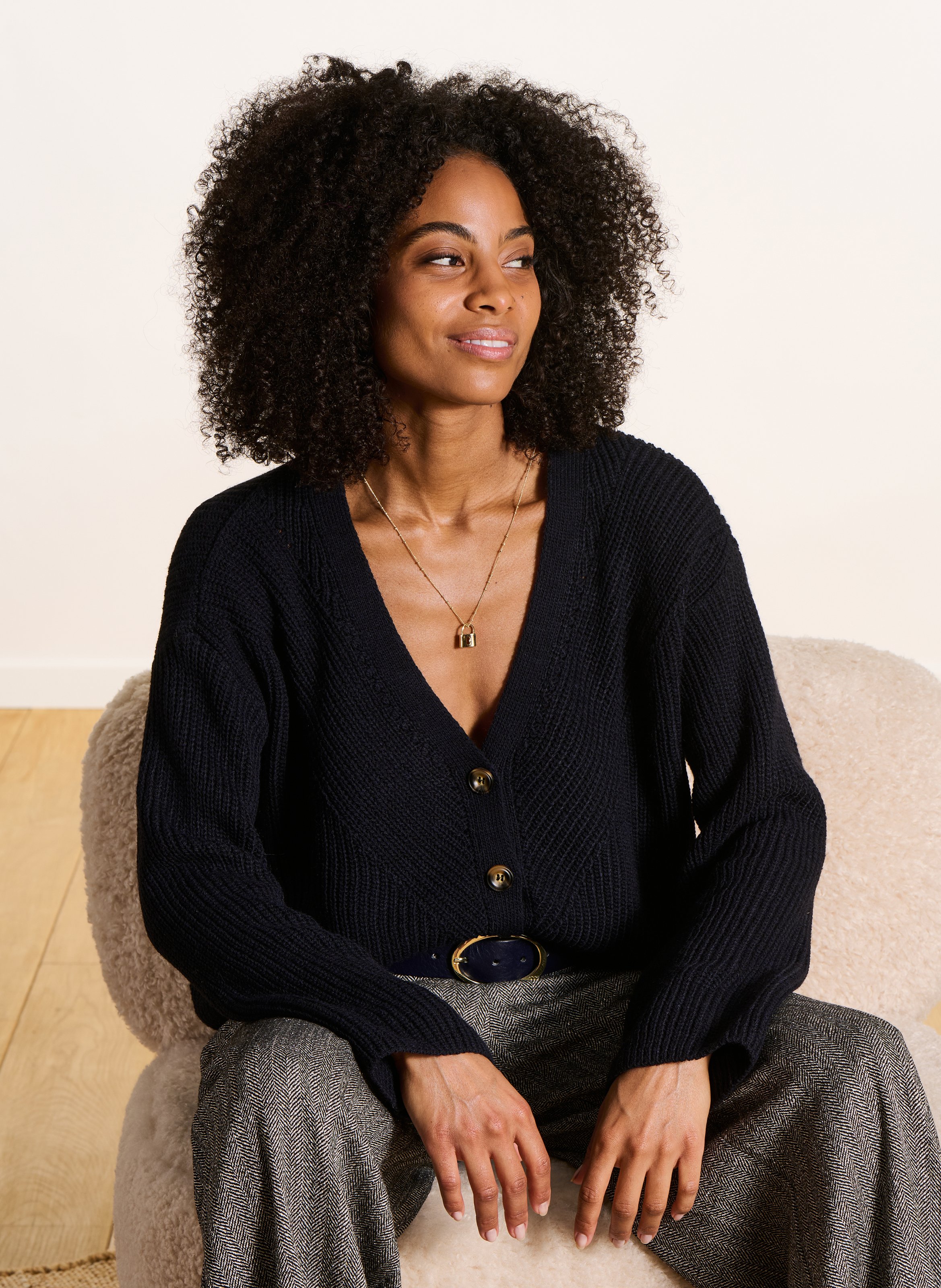 Gilet col V LA FEE MARABOUTEE Bleu