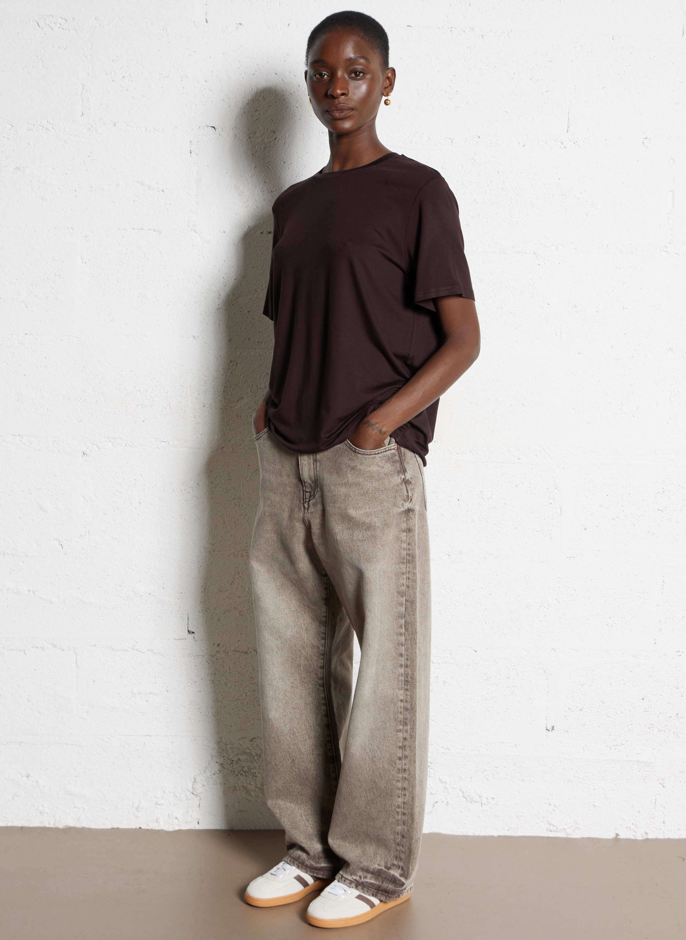 Jean large délavé BELLEROSE Marron