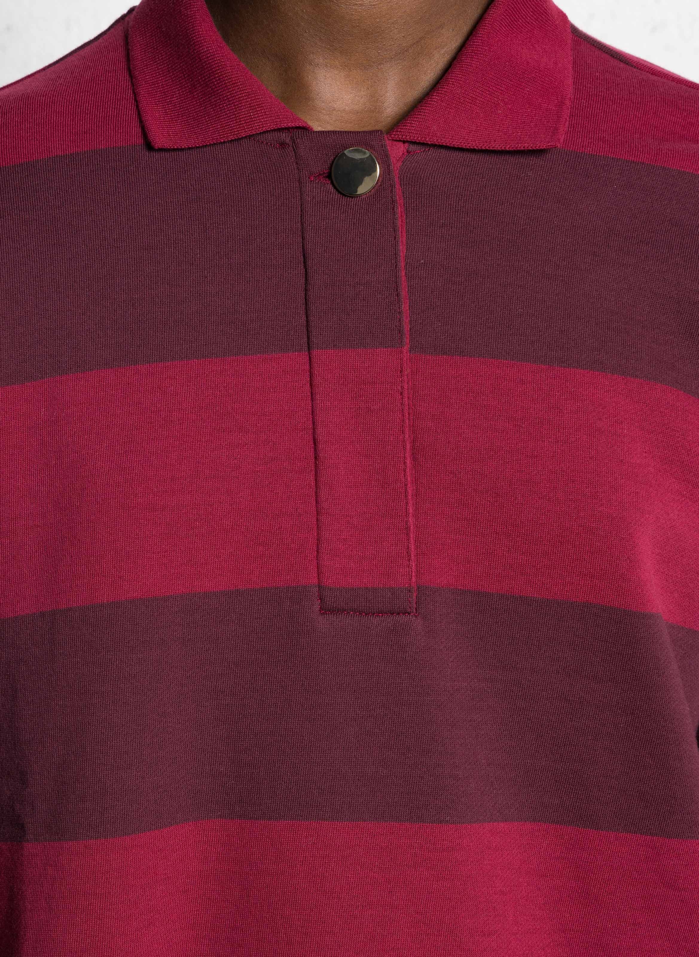 Sweat col polo molleton rayé DES PETITS HAUTS Violet