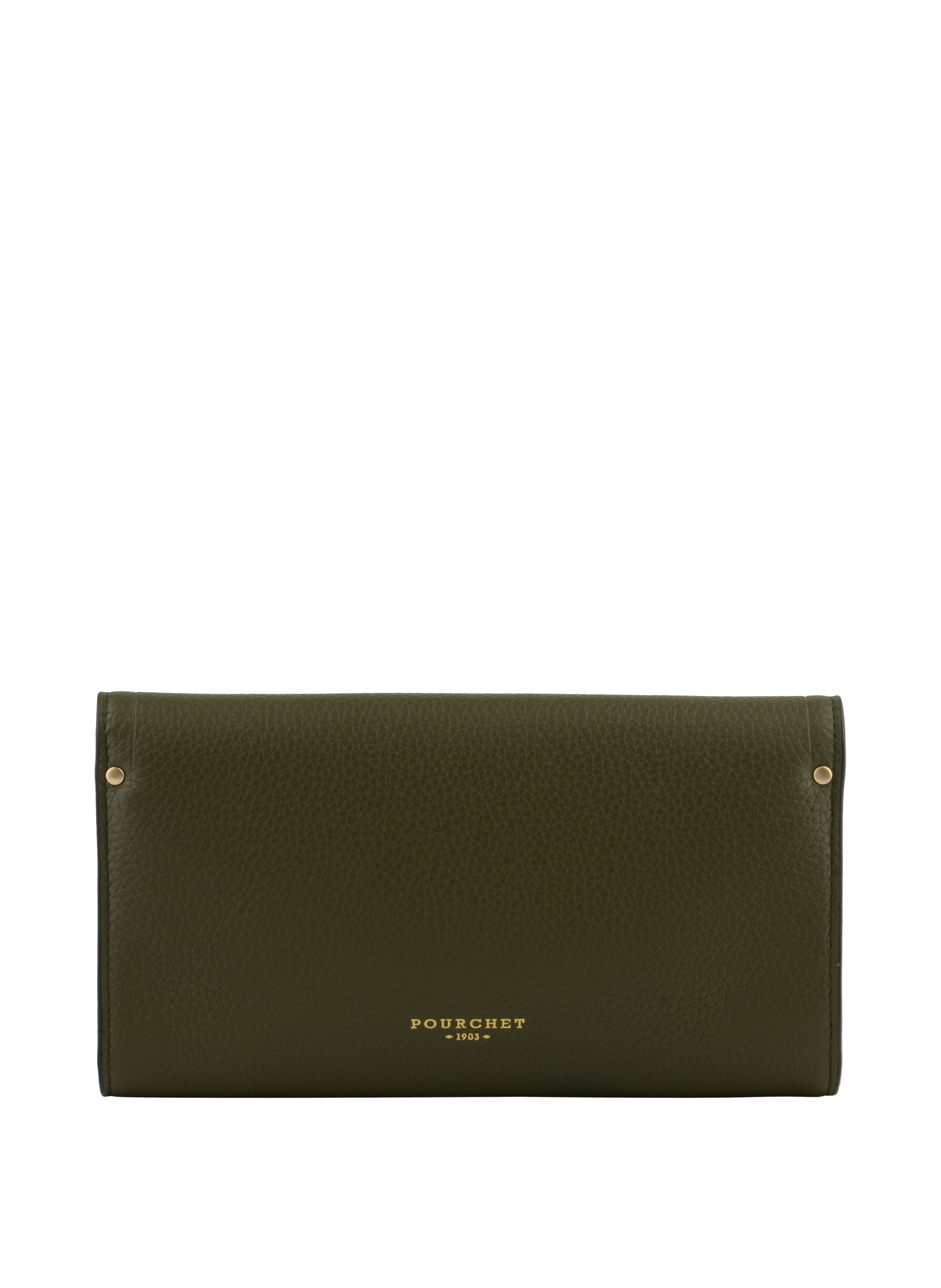 Clutch - cowhide leather POURCHET Khaki