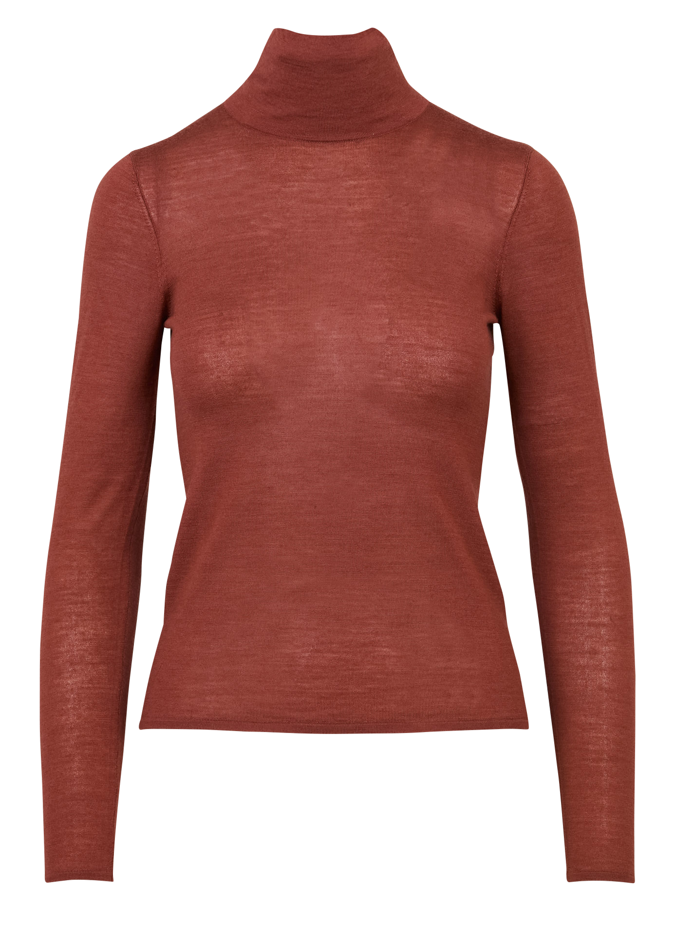 Fitted fine knit wool turtleneck sweater PETITE MENDIGOTE Brown