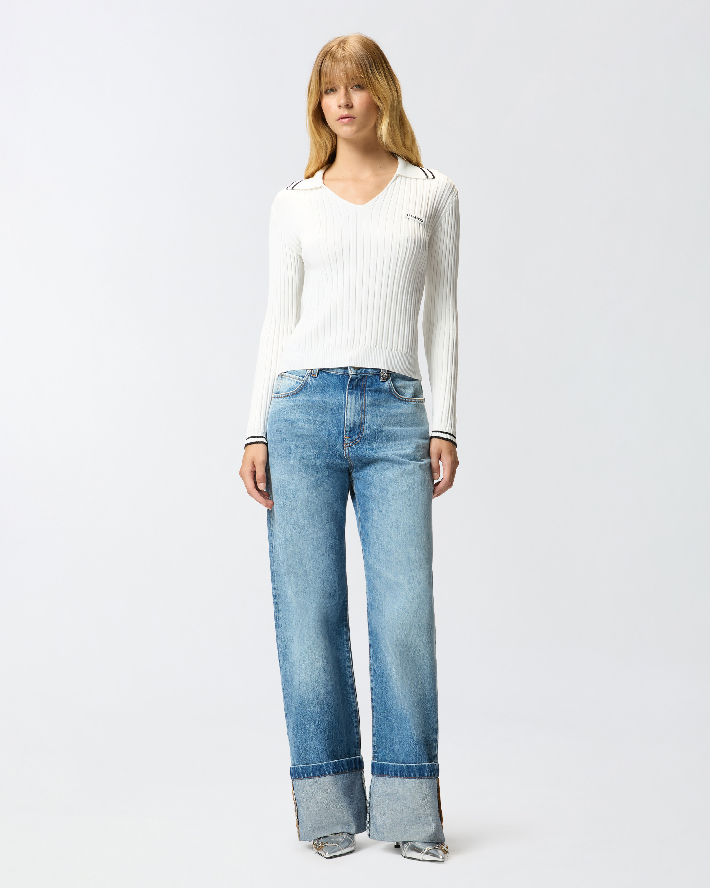 Polo-style sweater PINKO White