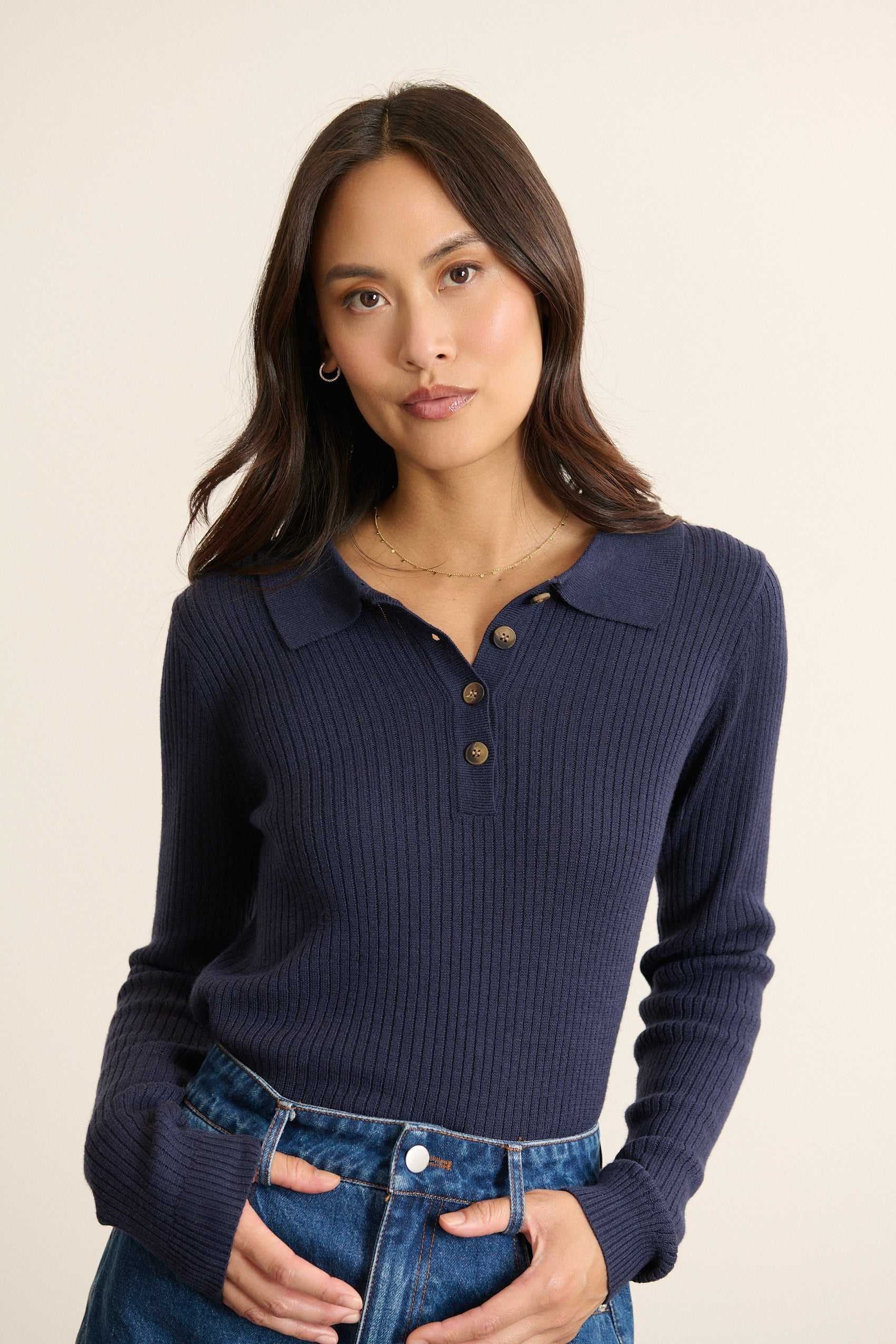 Long-sleeve polo neck sweater GARANCE PARIS Blue
