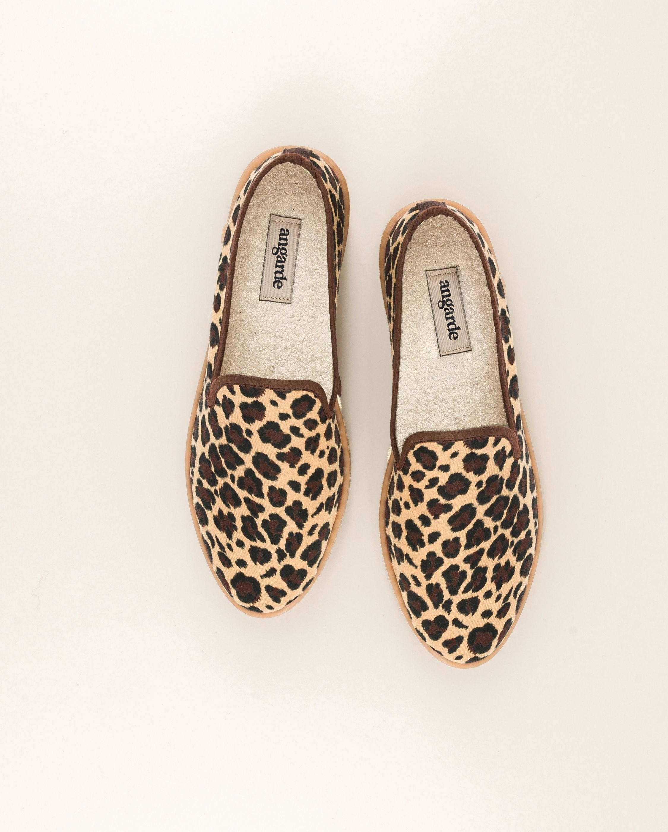 Women's suede leopard slippers ANGARDE Brown
