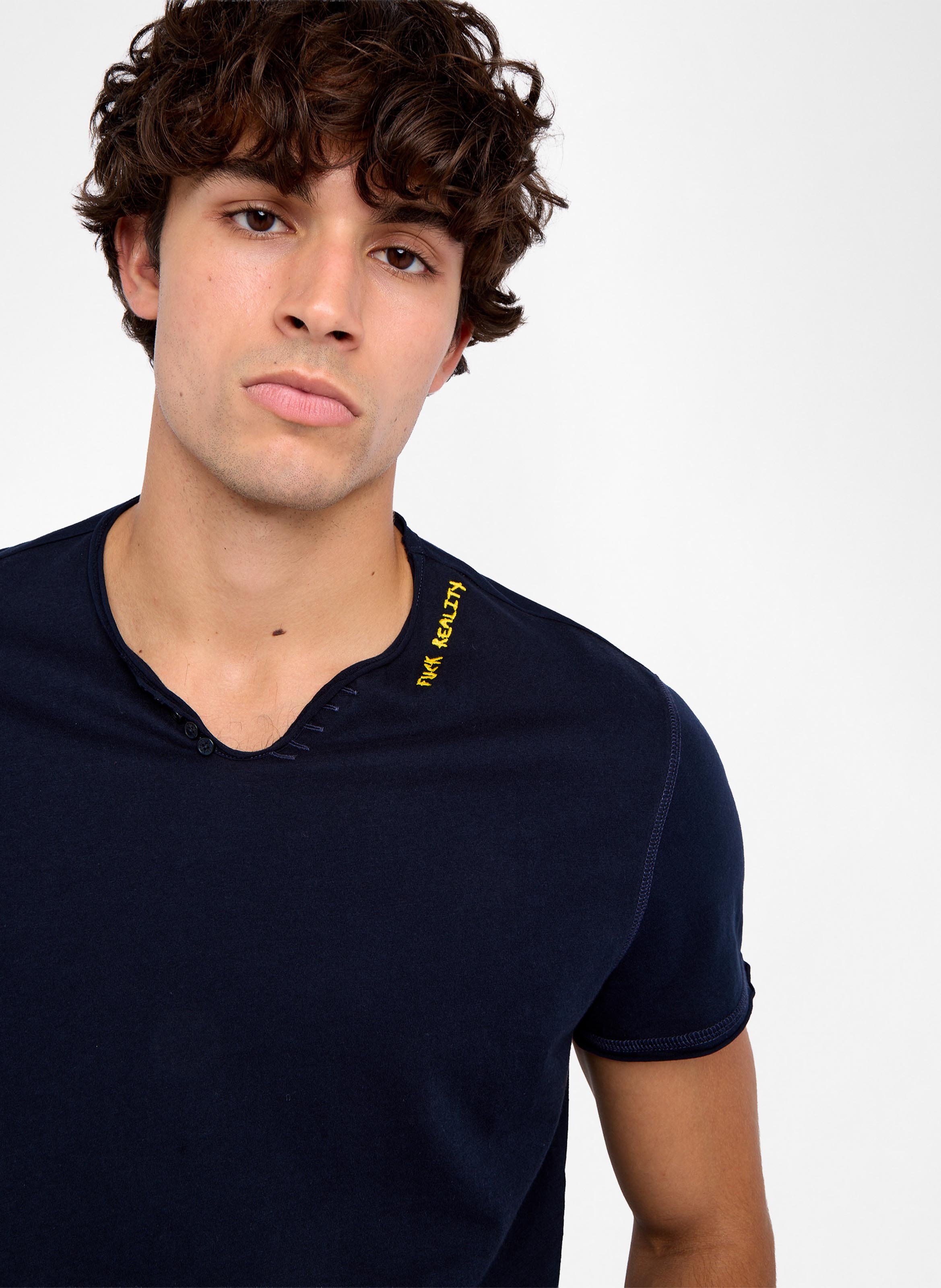 Straight-cut cotton henley T-shirt ZADIG&VOLTAIRE Blue