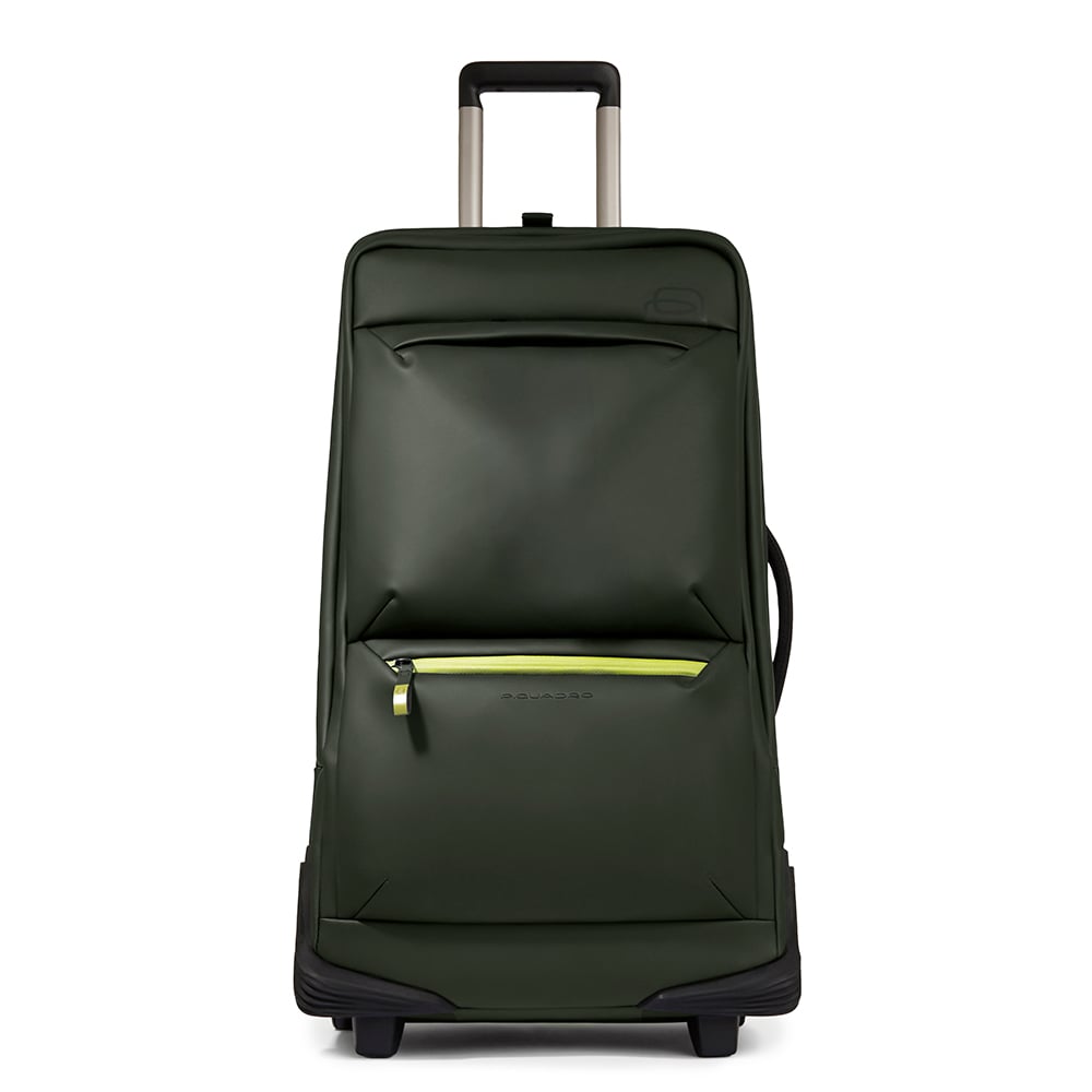 Rolling travel bag with shoulder strap and shock protection PIQUADRO Green