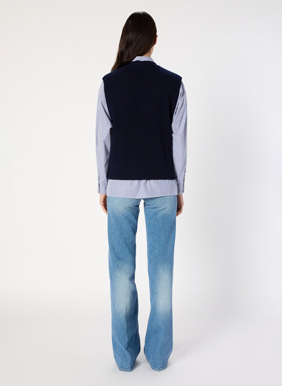 Mouwloze, wollen trui GERARD DAREL Blauw