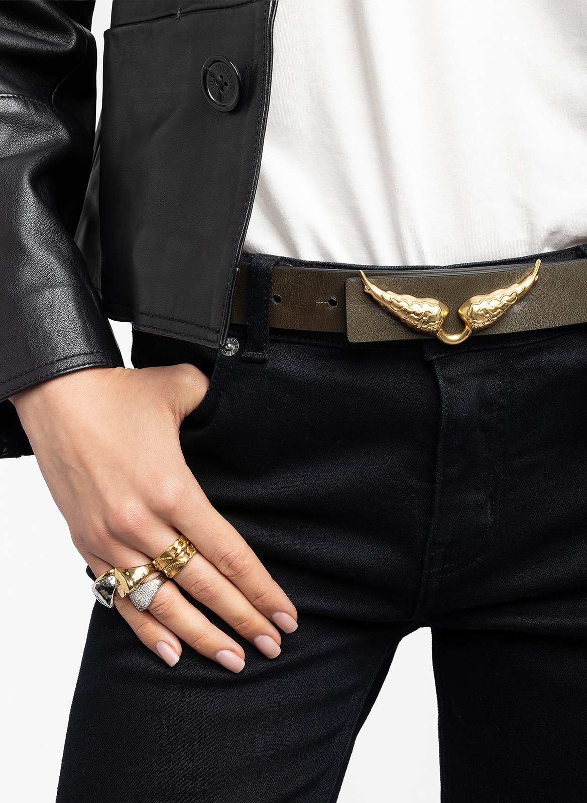 Breiter Ledergürtel - wendbar  ZADIG&VOLTAIRE Schwarz