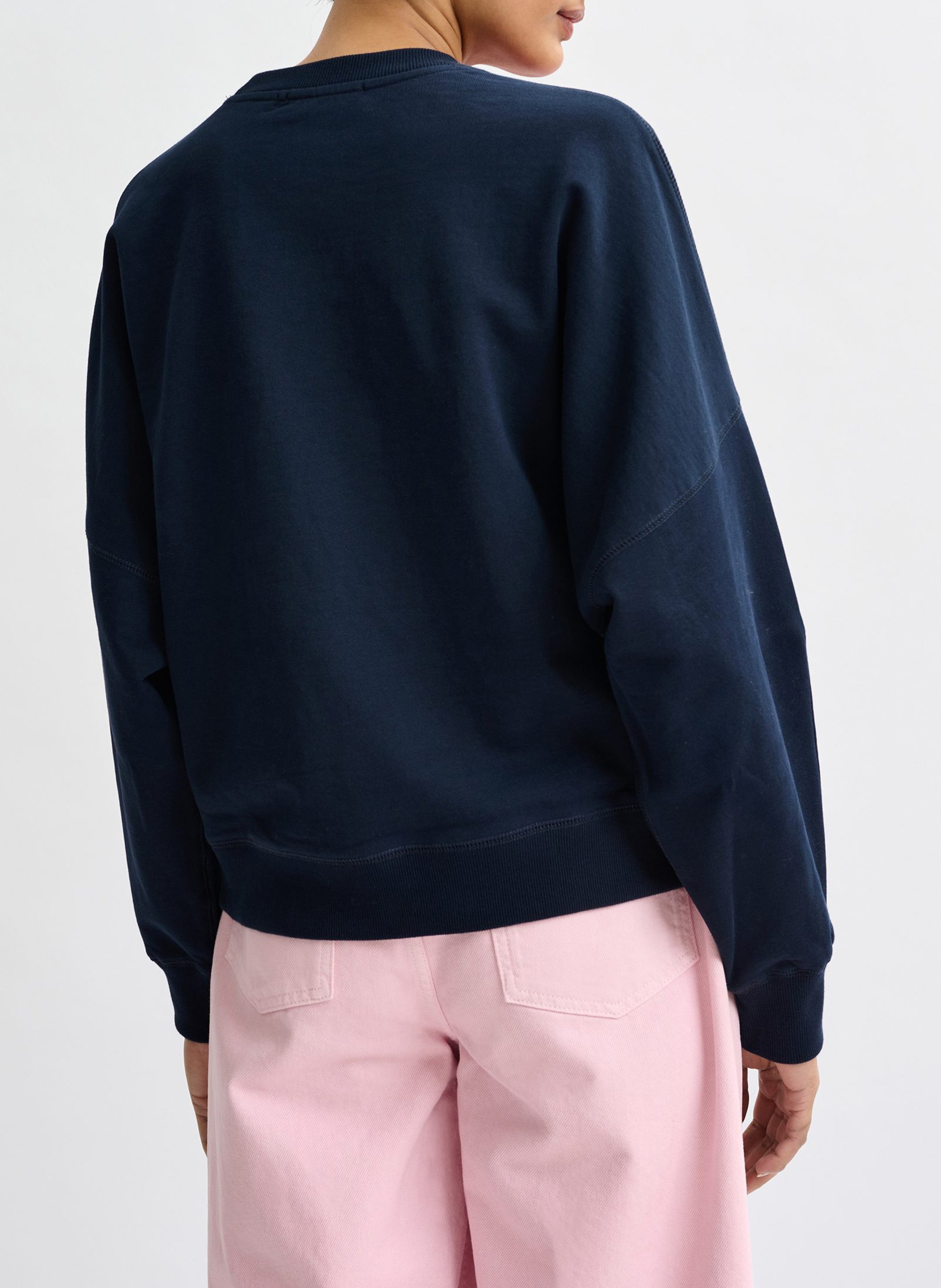 Oversized Sweatshirt with Embroidered Flowers ESSENTIEL ANTWERP Blue