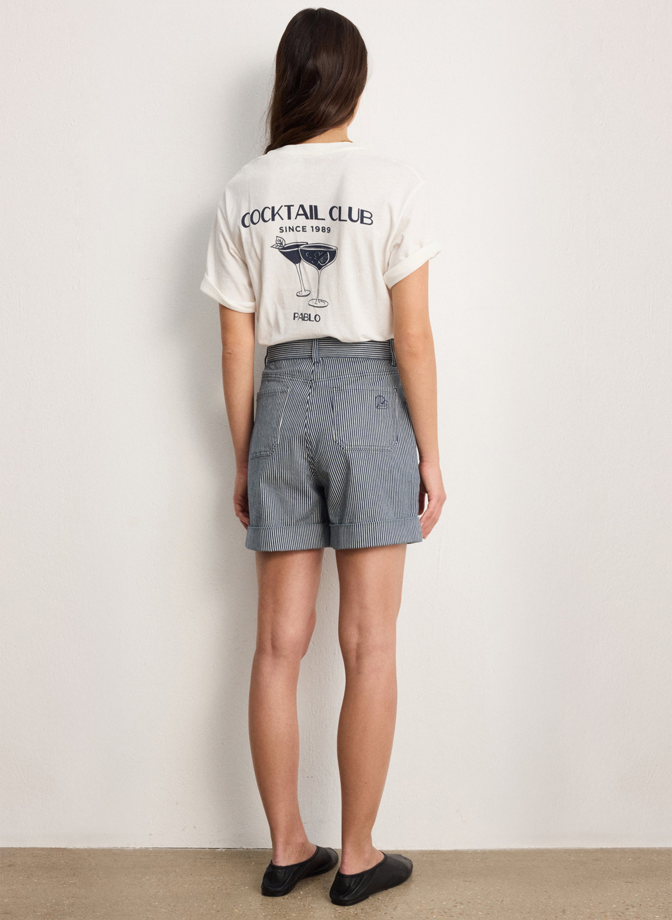 Weite Taillenshorts aus Baumwoll-Mix PABLO Blau