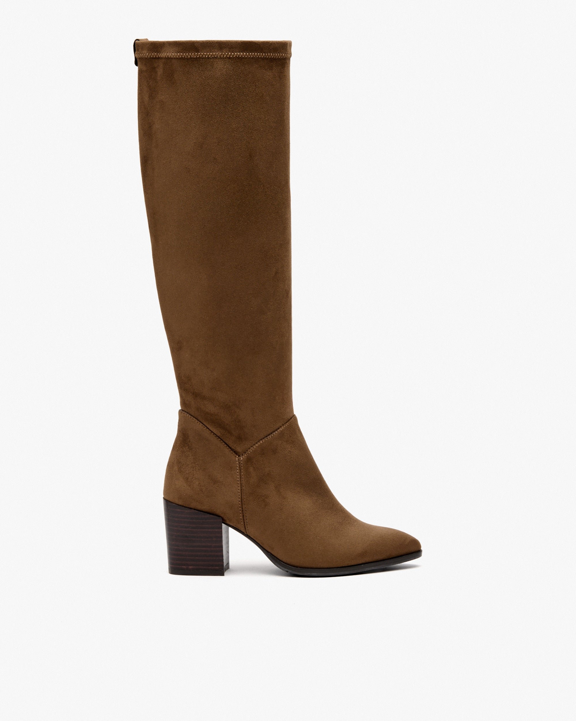 Brown stretch fabric faux suede boots. PEDRO MIRALLES Brown