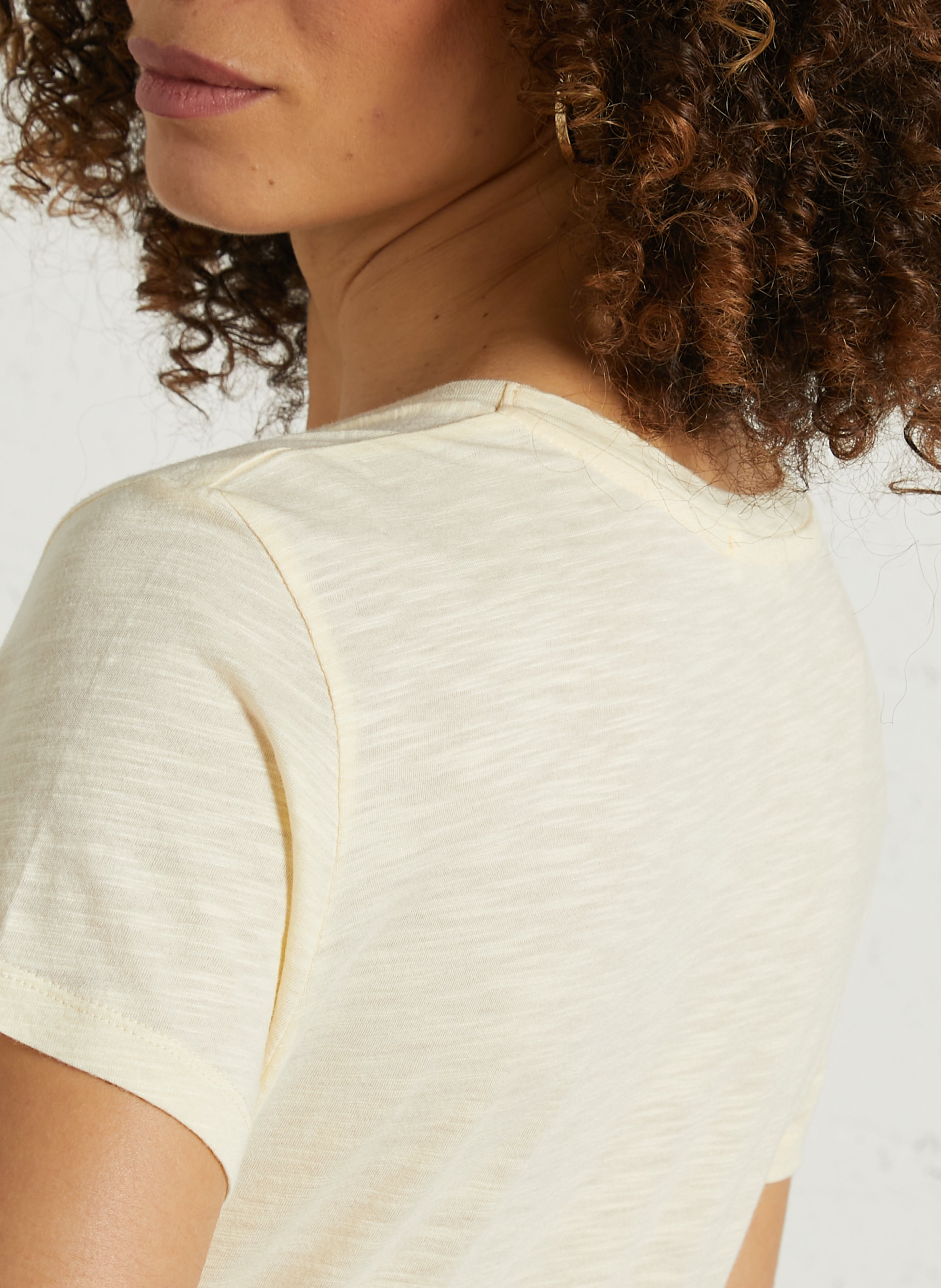 Tee-shirt col rond en coton mélangé AMERICAN VINTAGE Jaune