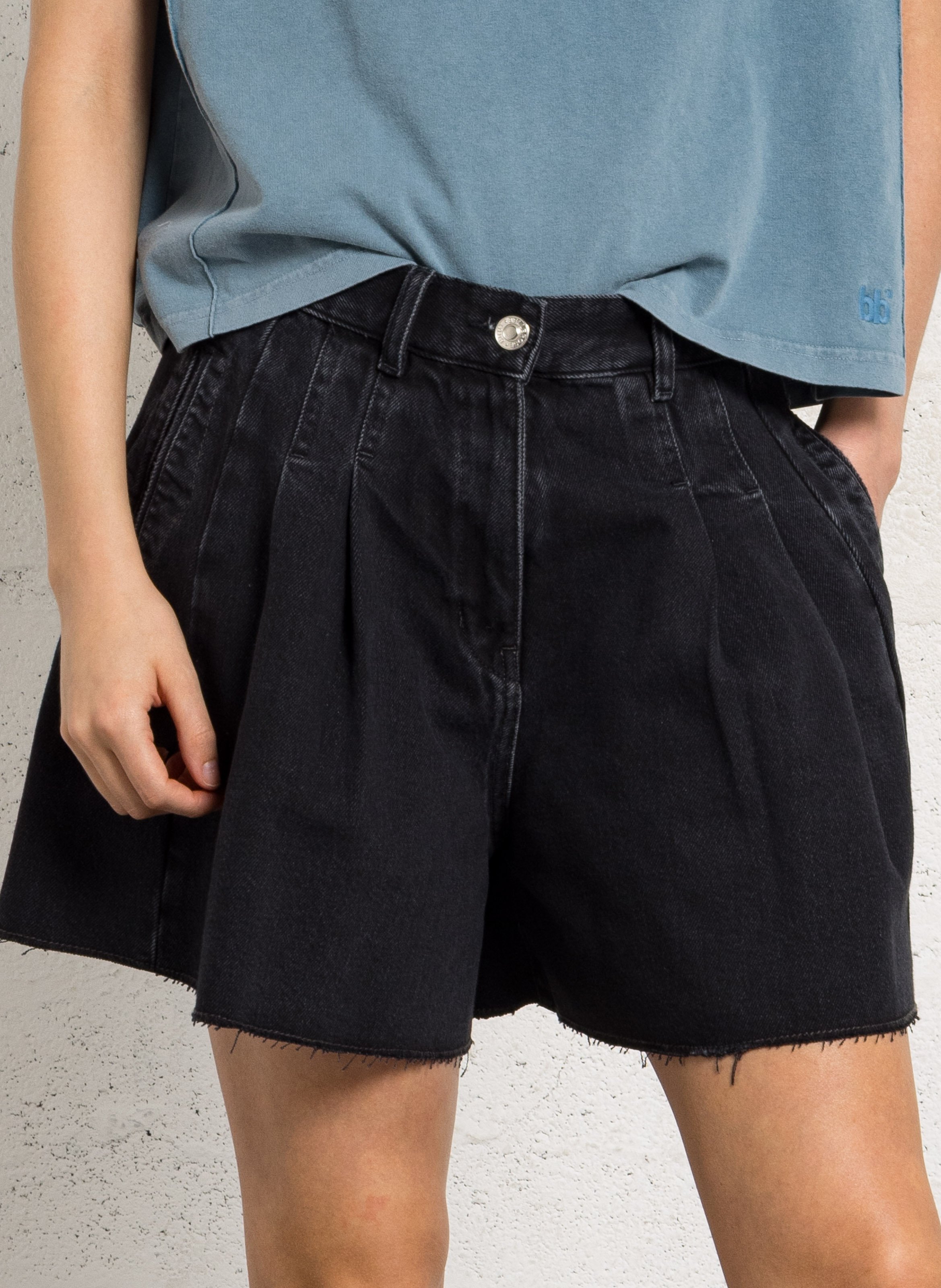 High-waisted denim shorts BELLEROSE Black
