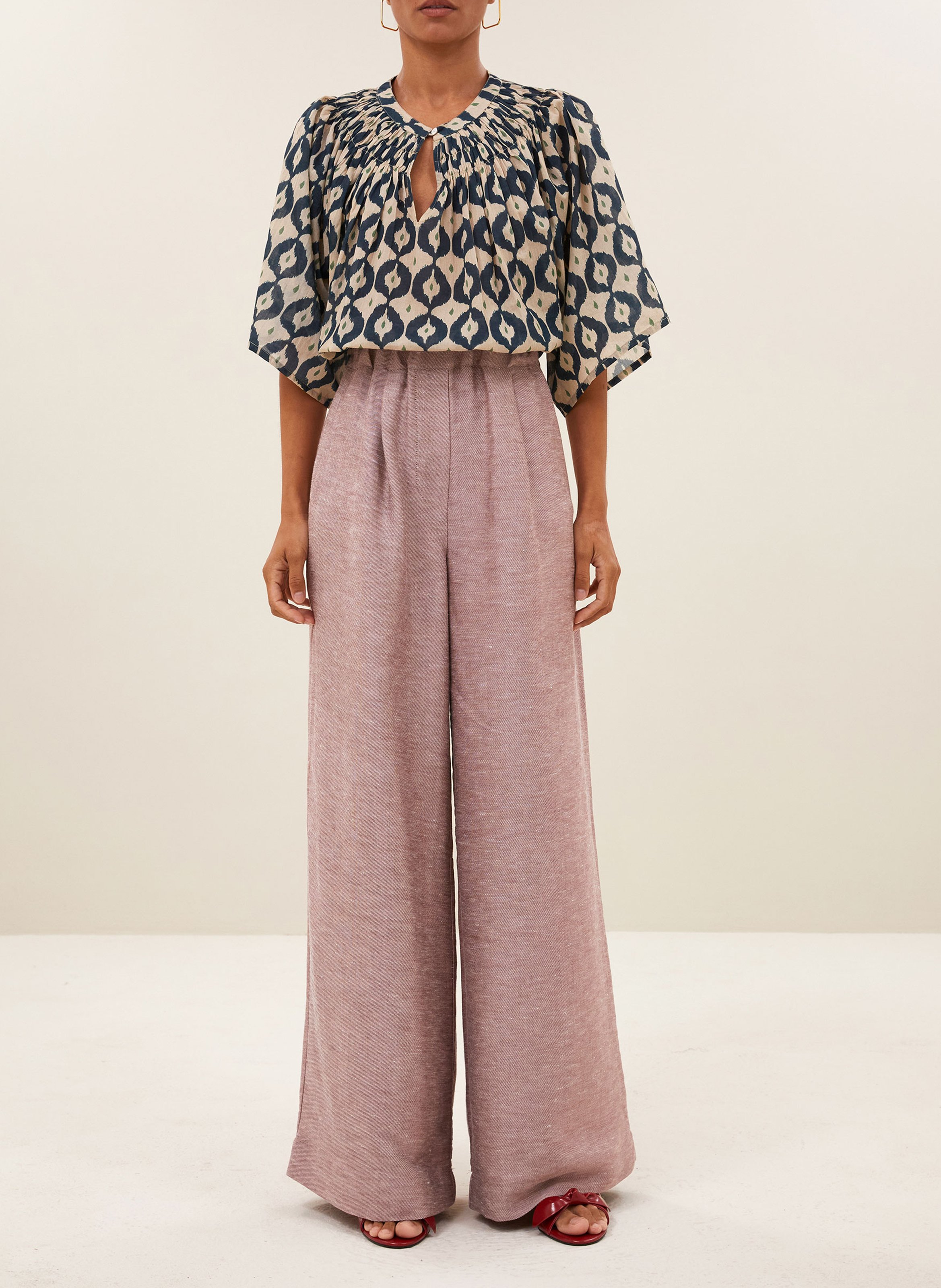 Round-neck organic cotton blouse BY BAR Multicolored