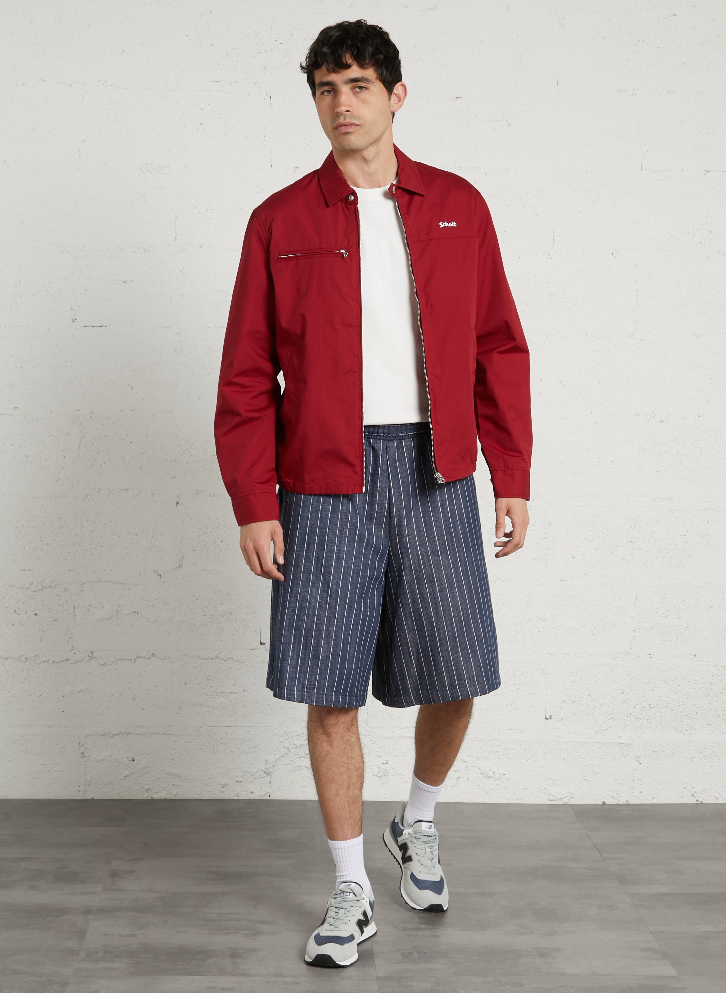 Veste droite zippée à poches SCHOTT Rouge