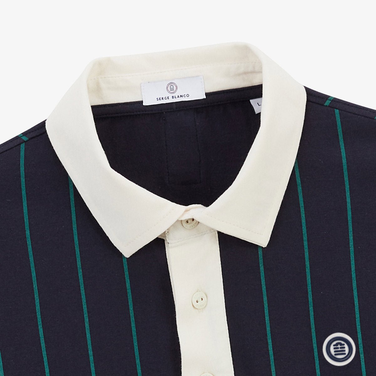 Short-sleeved striped cotton jersey polo SERGE BLANCO Blue